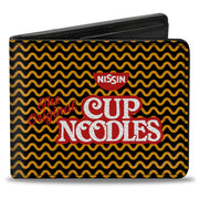 Bi-Fold Wallet - THE ORIGINAL CUP NOODLES Logo Noodle Wave White Orange Red Bi-Fold Wallets Nissin
