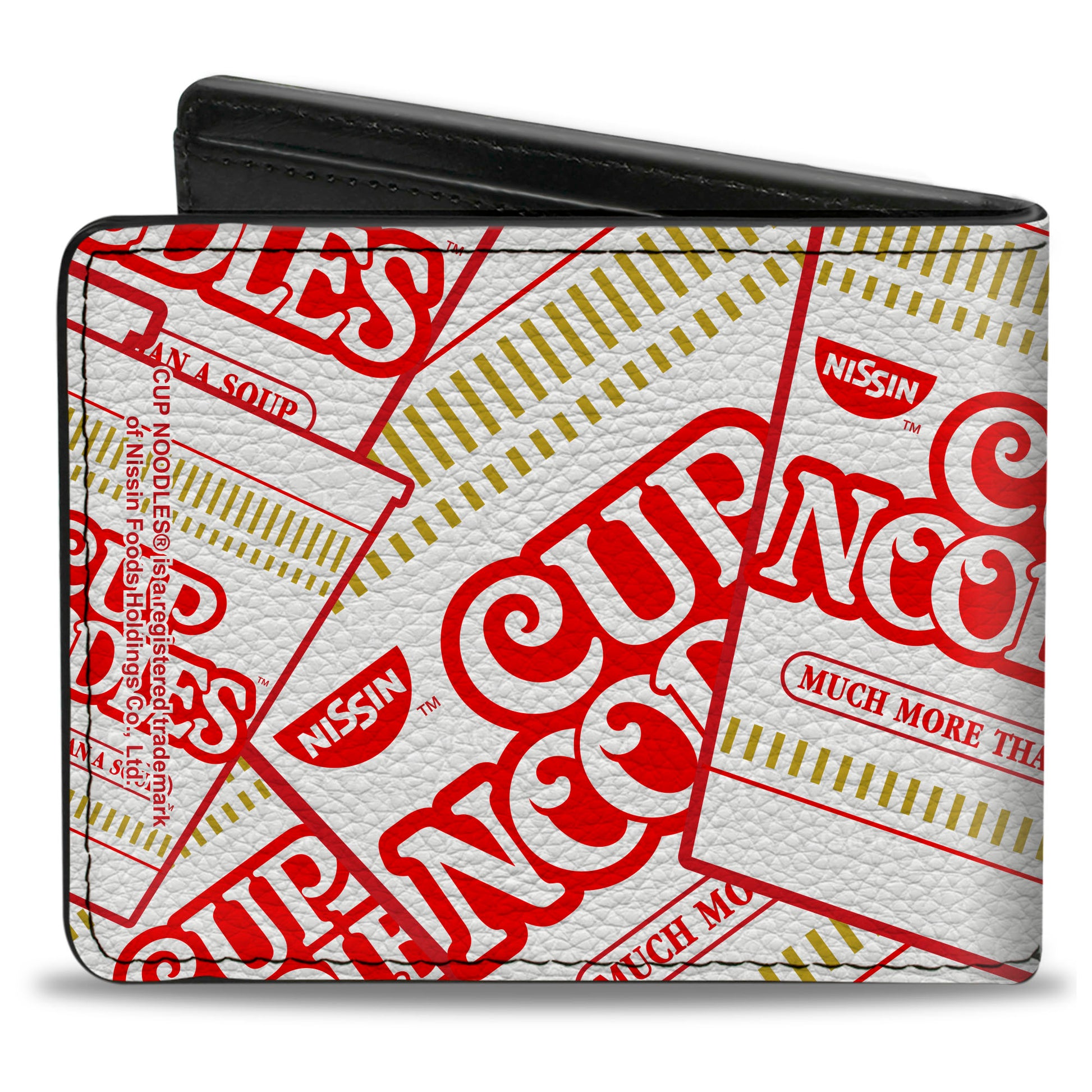 Bi-Fold Wallet - NISSIN CUP NOODLES Cups Stacked White Red Dark Yellow Bi-Fold Wallets Nissin