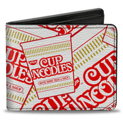 Bi-Fold Wallet - NISSIN CUP NOODLES Cups Stacked White Red Dark Yellow Bi-Fold Wallets Nissin
