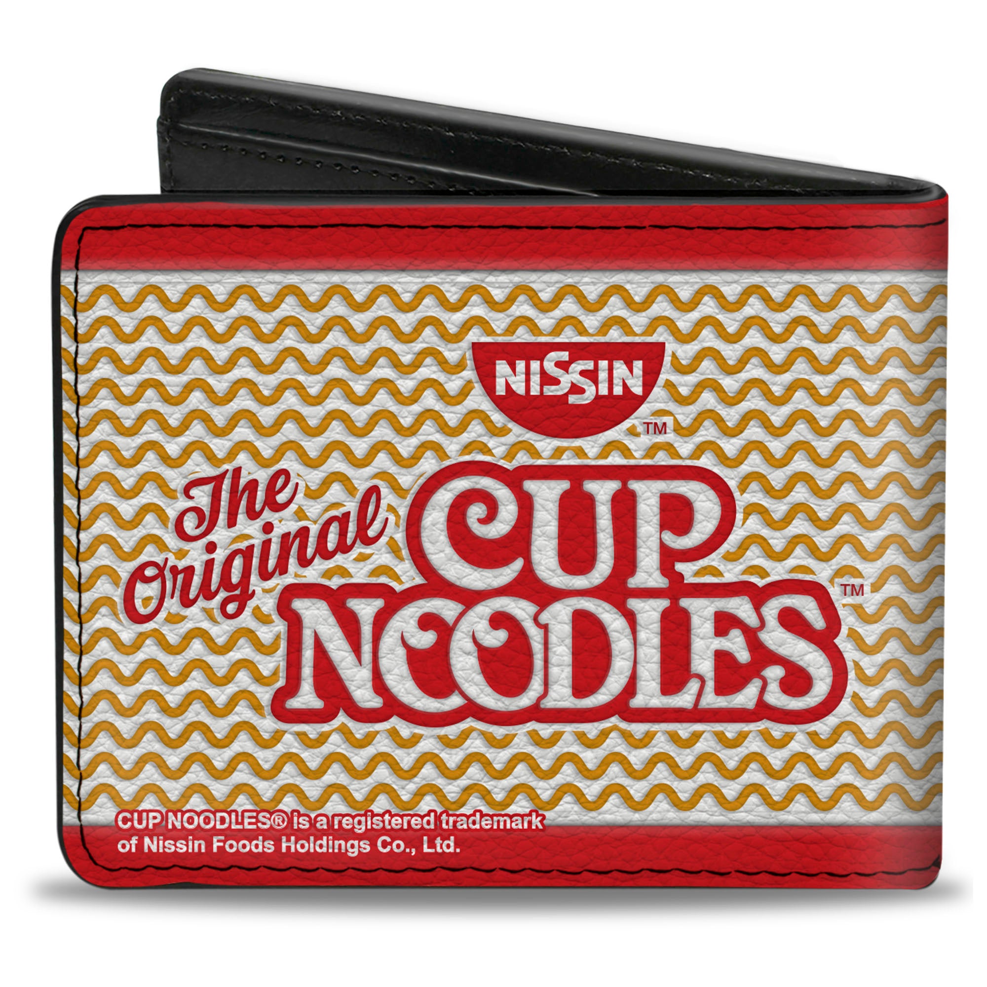 Bi-Fold Wallet - THE ORIGINAL CUP NOODLES Logo Noodle Wave Stripe Red White Orange Red Bi-Fold Wallets Nissin