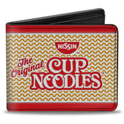 Bi-Fold Wallet - THE ORIGINAL CUP NOODLES Logo Noodle Wave Stripe Red White Orange Red Bi-Fold Wallets Nissin