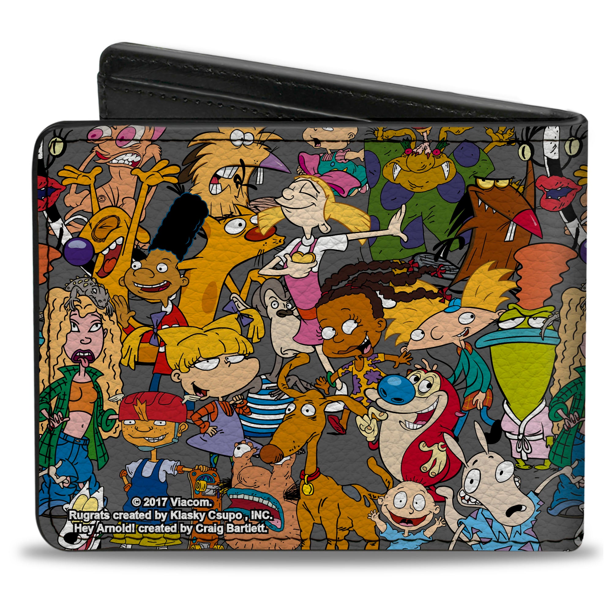 Bi-Fold Wallet - Nick 90's Rewind Multi Character Mash Up Collage Gray Bi-Fold Wallets Nick 90s