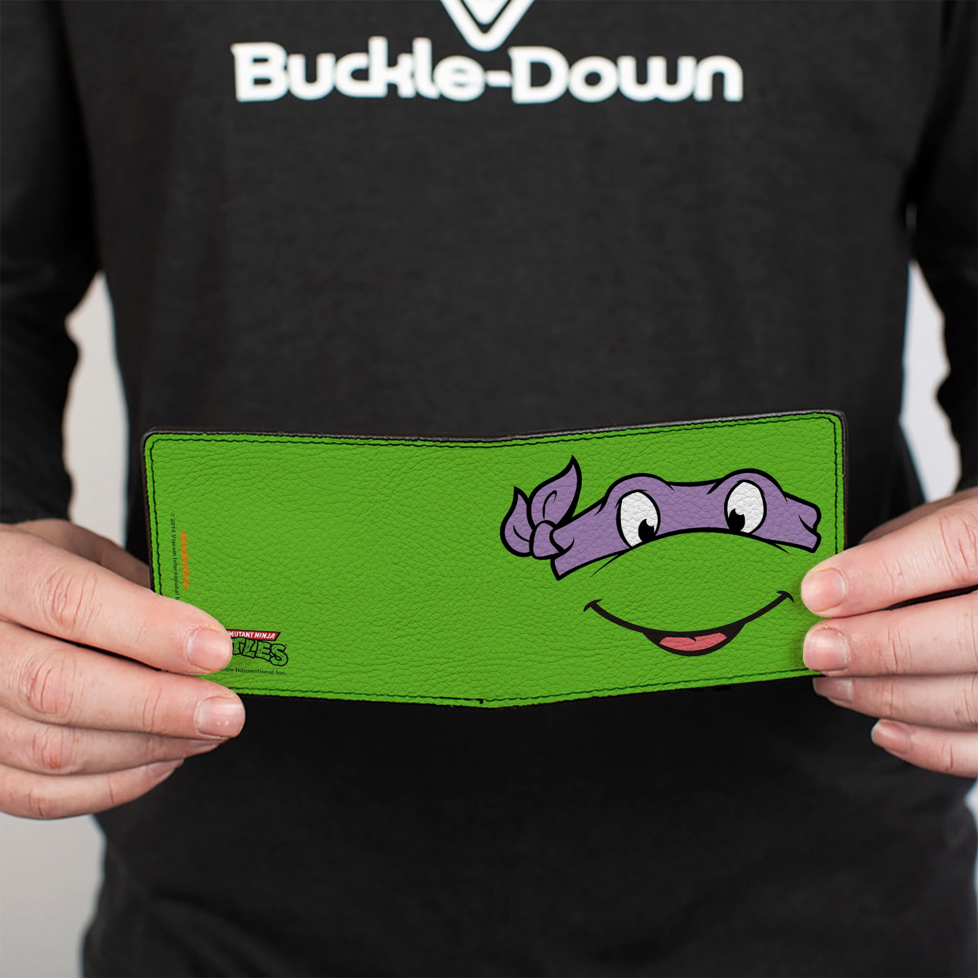 Bi-Fold Wallet - Classic TMNT Donatello Face CLOSE-UP Green Purple Bi-Fold Wallets Teenage Mutant Ninja Turtles