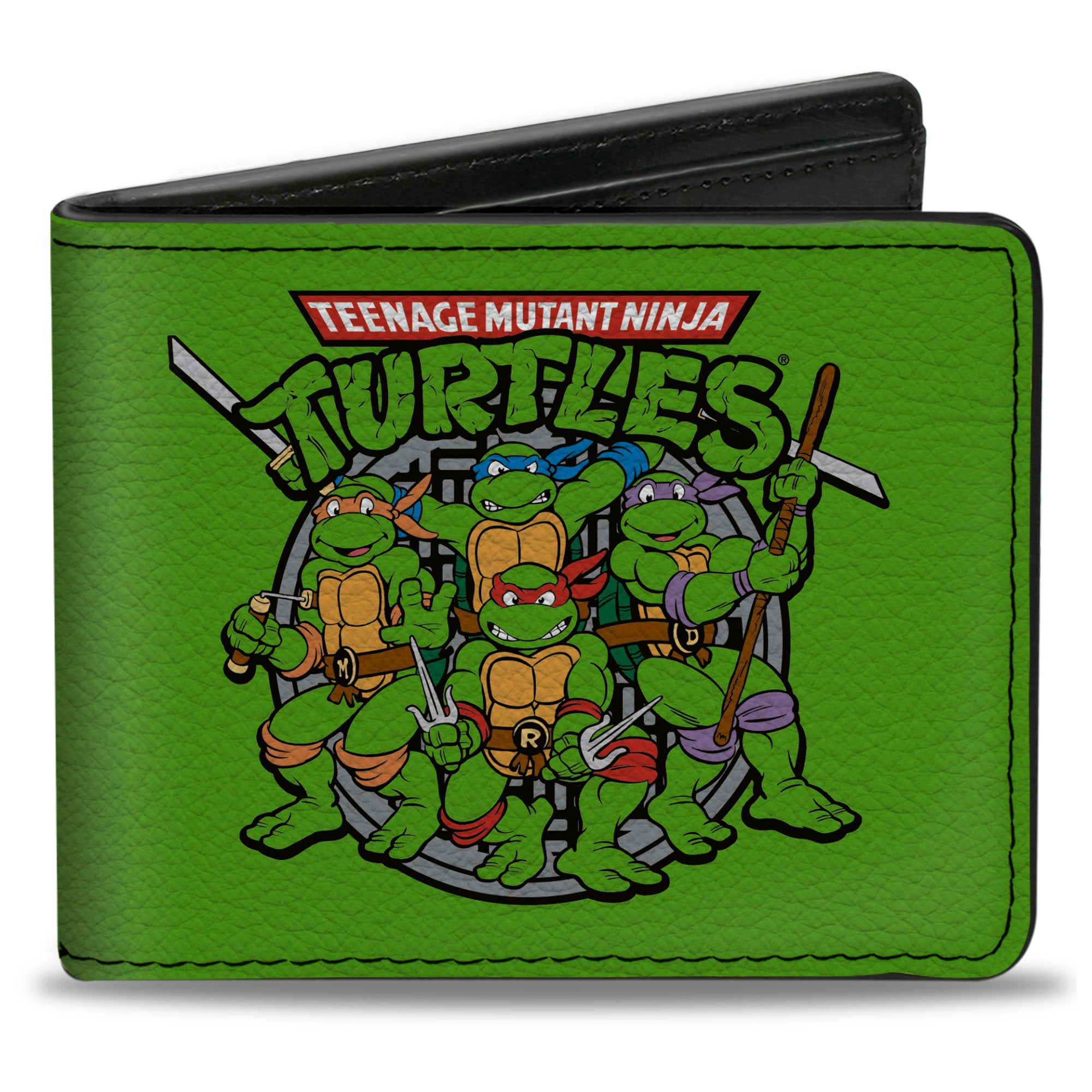Bi-Fold Wallet - Classic TEENAGE MUTANT NINJA TURTLES Turtles Battle Pose8 Manhole Cover Green Black Bi-Fold Wallets Teenage Mutant Ninja Turtles