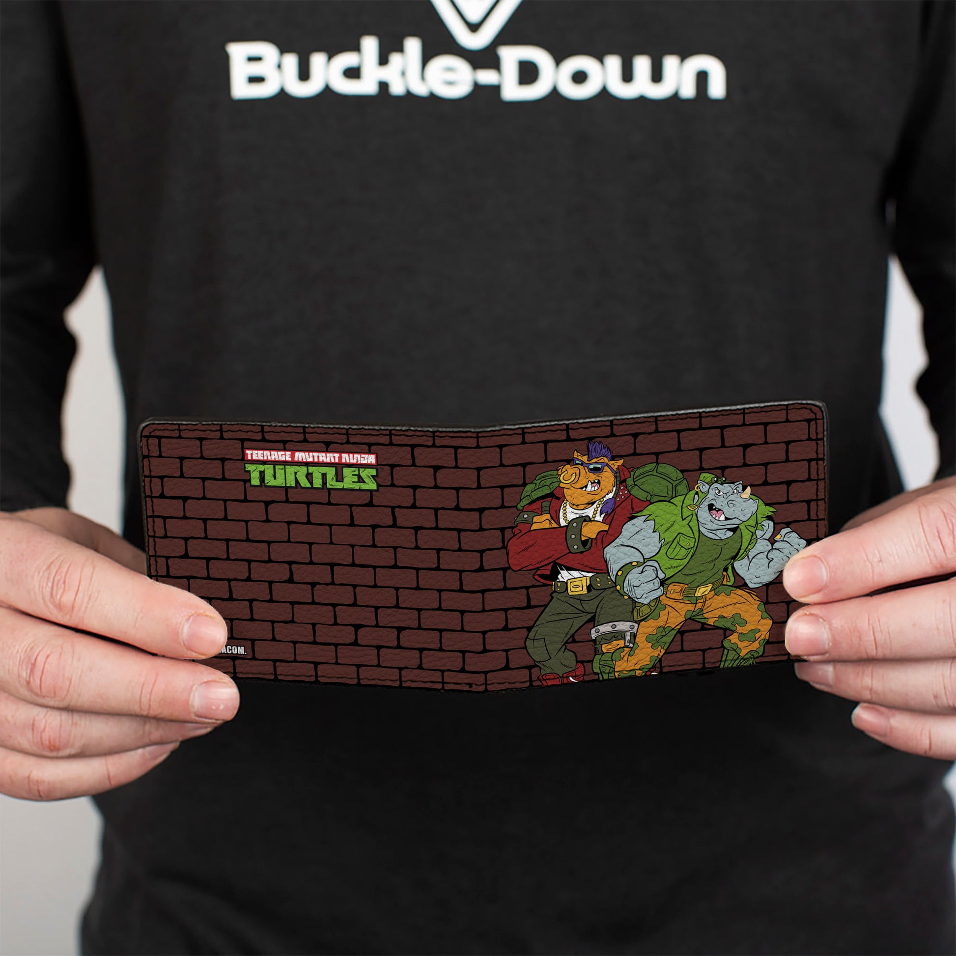 Bi-Fold Wallet - Rocksteady & Bebop Pose + TMNT Logo Bricks Bi-Fold Wallets Teenage Mutant Ninja Turtles