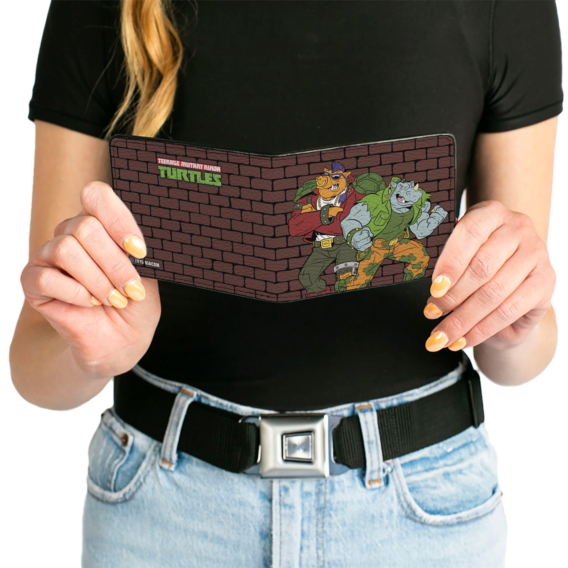 Bi-Fold Wallet - Rocksteady & Bebop Pose + TMNT Logo Bricks Bi-Fold Wallets Teenage Mutant Ninja Turtles