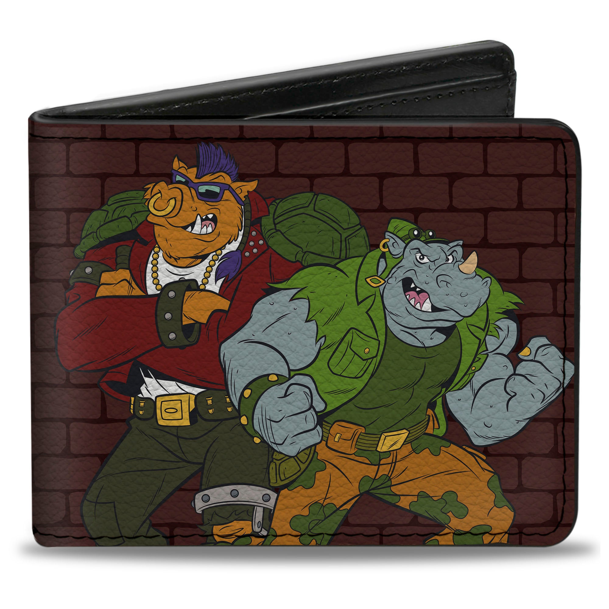 Bi-Fold Wallet - Rocksteady & Bebop Pose + TMNT Logo Bricks Bi-Fold Wallets Teenage Mutant Ninja Turtles