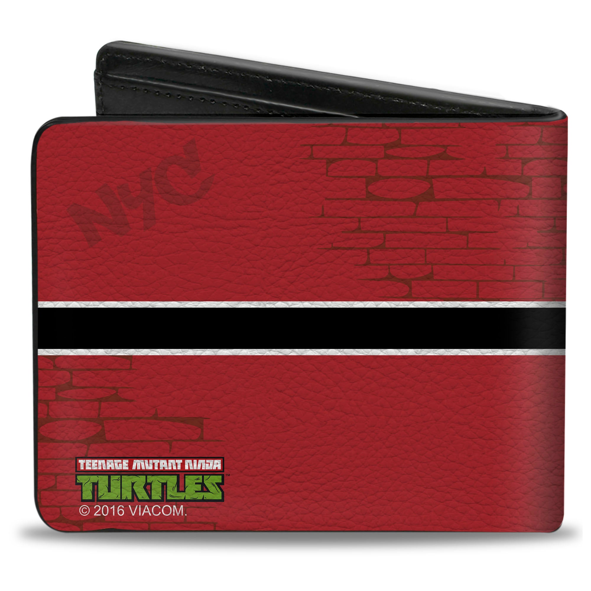 Bi-Fold Wallet - CASEY JONES Baseball Bat & Hockey Stick Bricks Stripe Reds White Black Bi-Fold Wallets Teenage Mutant Ninja Turtles