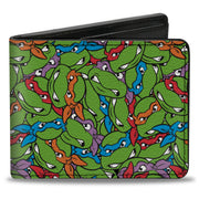 Bi-Fold Wallet - Teenage Mutant Ninja Turtles Faces Stacked Green/Multi Color Bi-Fold Wallets Teenage Mutant Ninja Turtles
