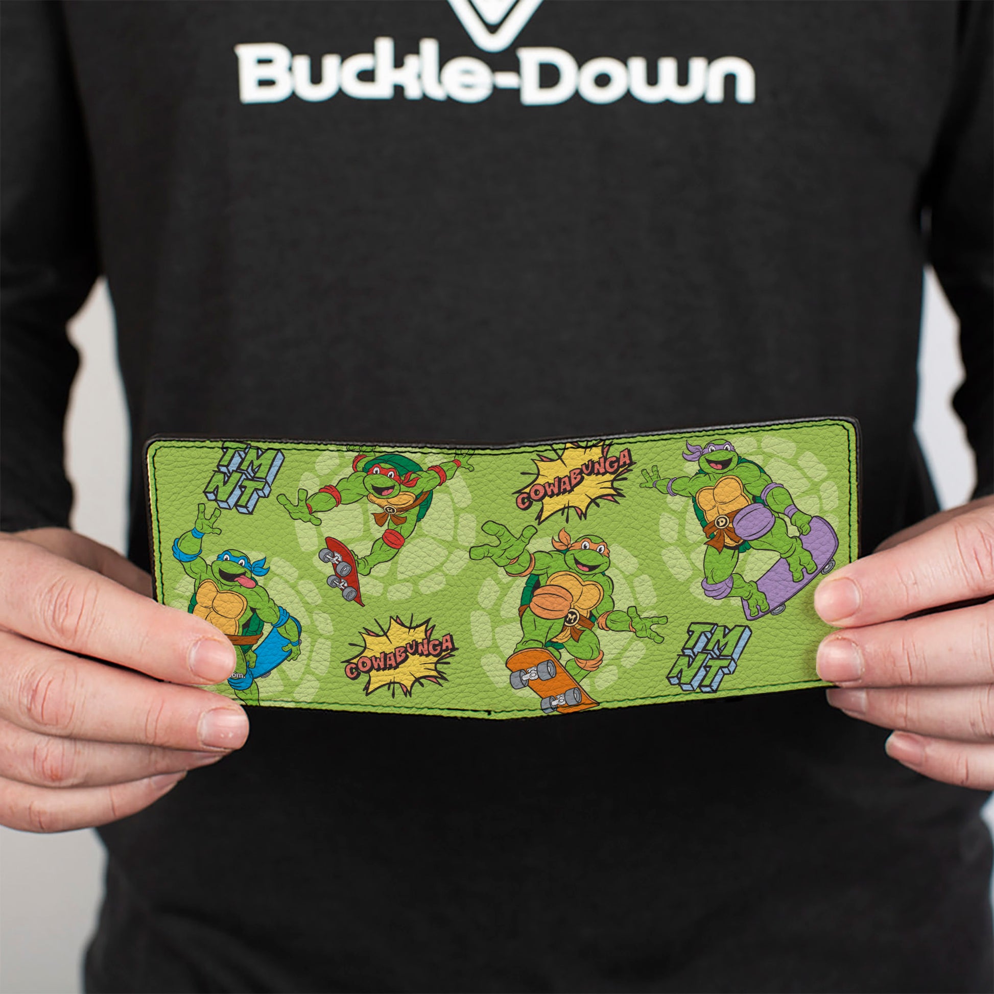 Bi-Fold Wallet - Teenage Mutant Ninja Turtles COWABUNGA Skateboarding Poses Greens Bi-Fold Wallets Teenage Mutant Ninja Turtles