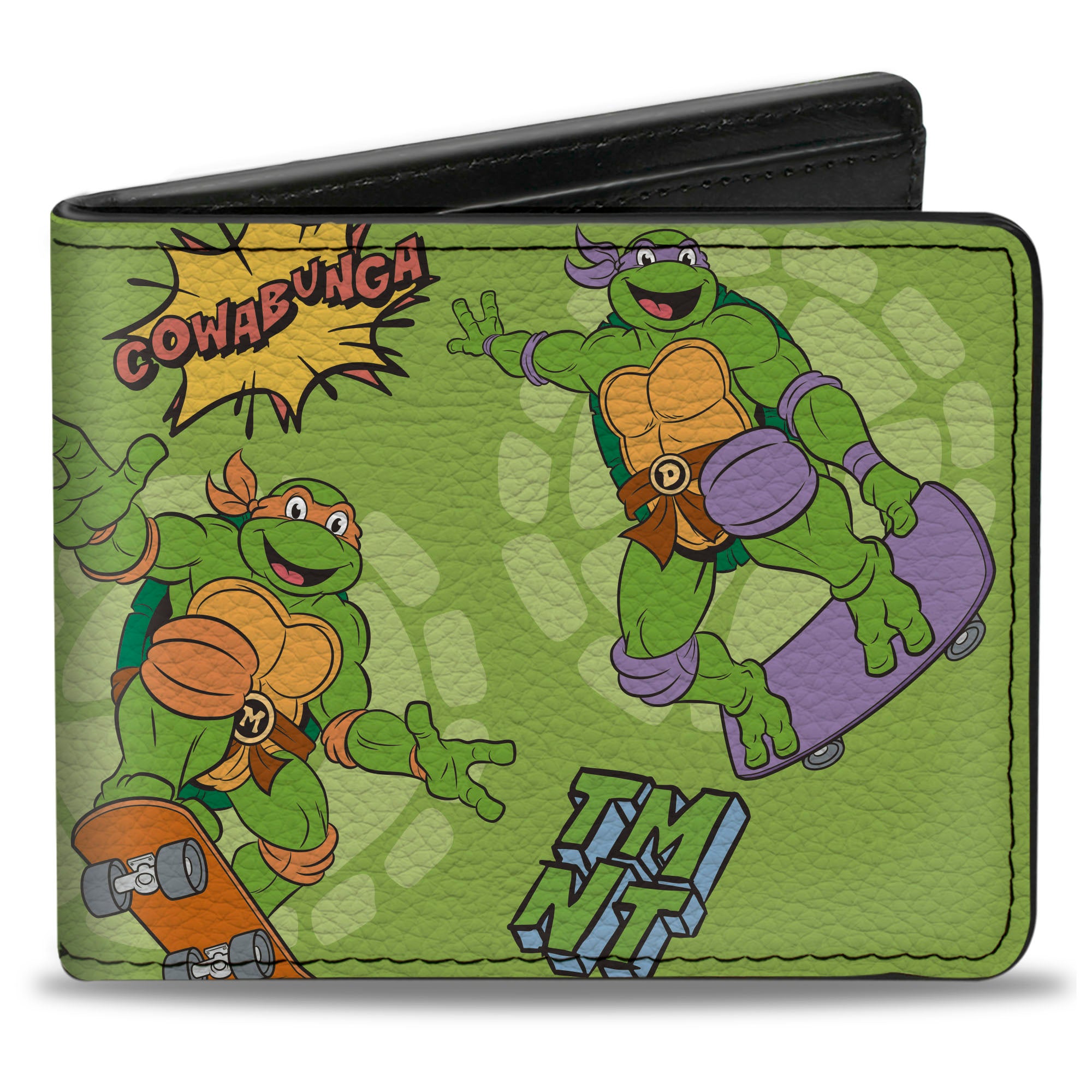 Bi-Fold Wallet - Teenage Mutant Ninja Turtles COWABUNGA Skateboarding Poses Greens Bi-Fold Wallets Nickelodeon