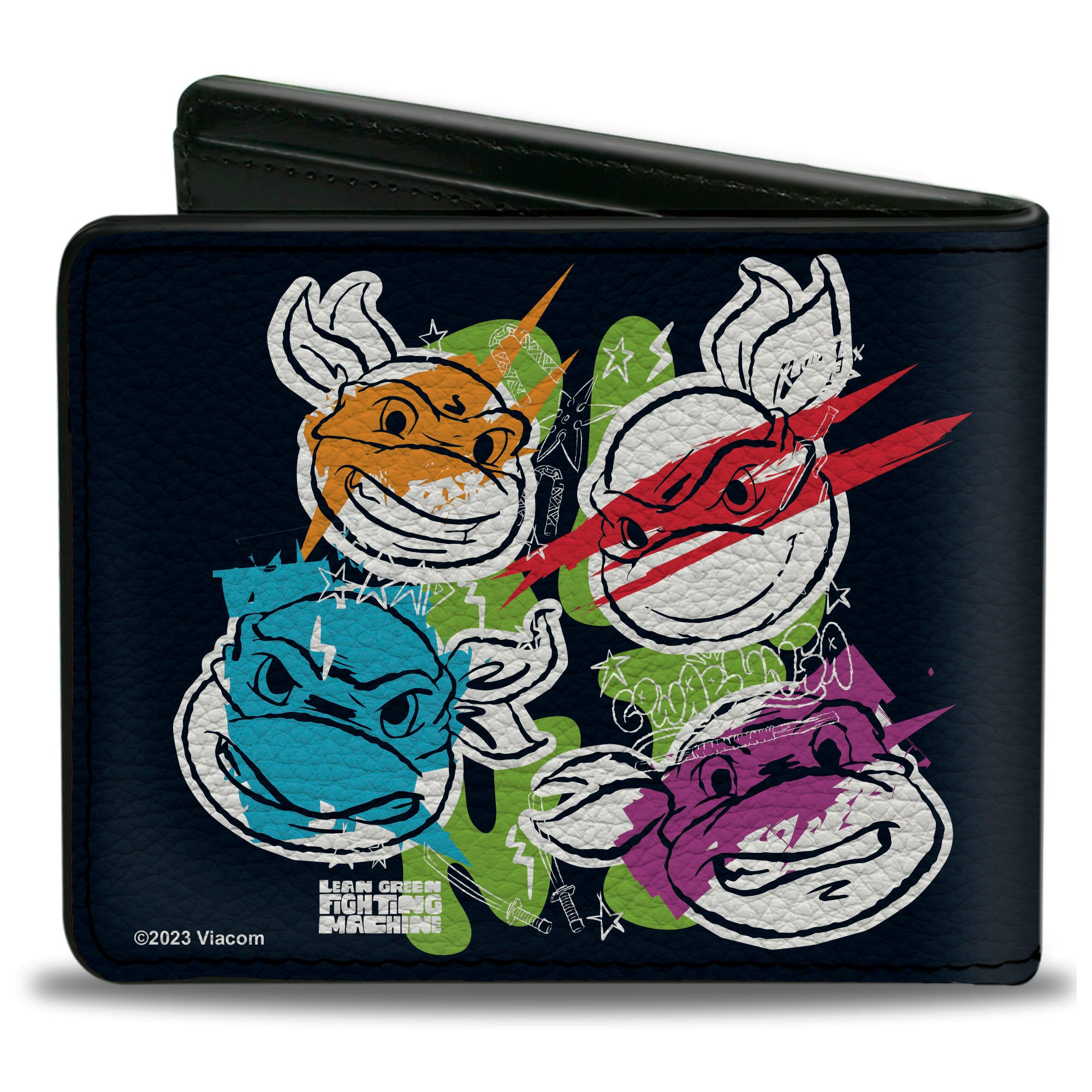 Bi-Fold Wallet - Teenage Mutant Ninja Turtles Faces and Doodles Black/White/Multi Color Bi-Fold Wallets Nickelodeon