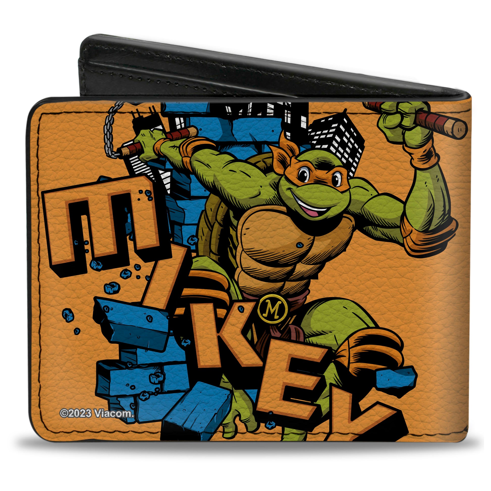 Bi-Fold Wallet - Teenage Mutant Ninja Turtles MIKEY Action Pose Orange Bi-Fold Wallets Teenage Mutant Ninja Turtles
