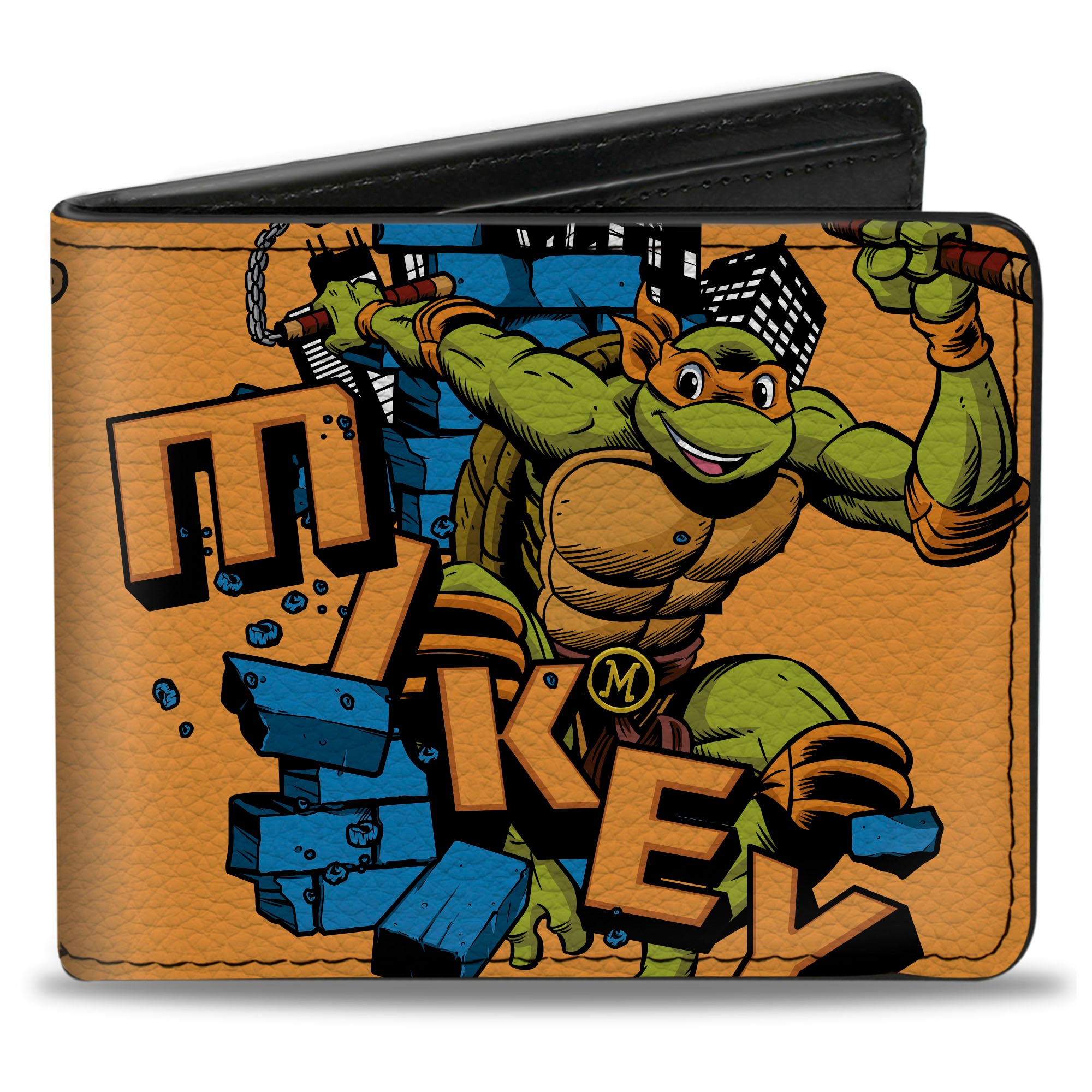 Bi-Fold Wallet - Teenage Mutant Ninja Turtles MIKEY Action Pose Orange Bi-Fold Wallets Nickelodeon