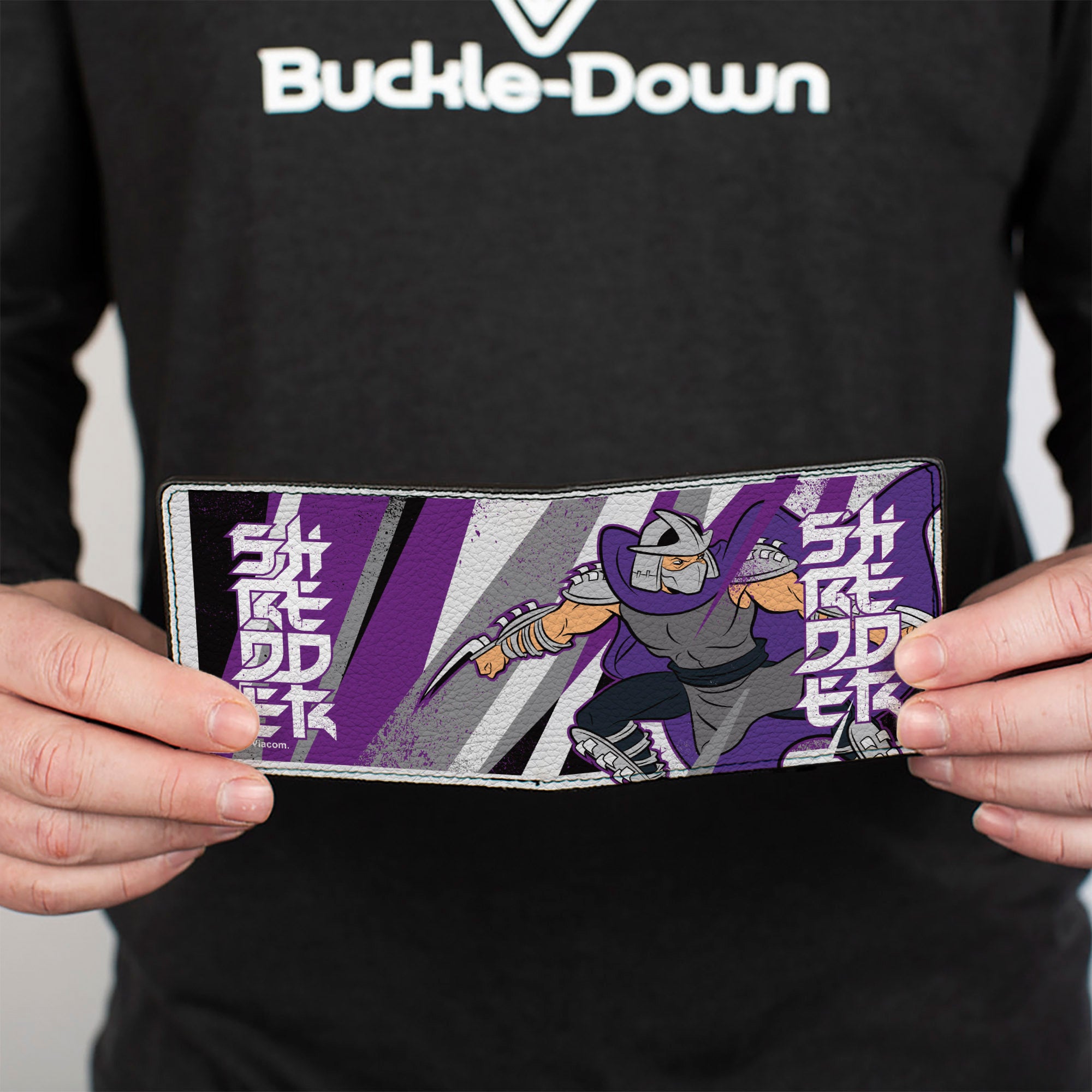 Bi-Fold Wallet - Teenage Mutant Ninja Turtles SHREDDER Action Pose and Text Black/Purples Bi-Fold Wallets Teenage Mutant Ninja Turtles