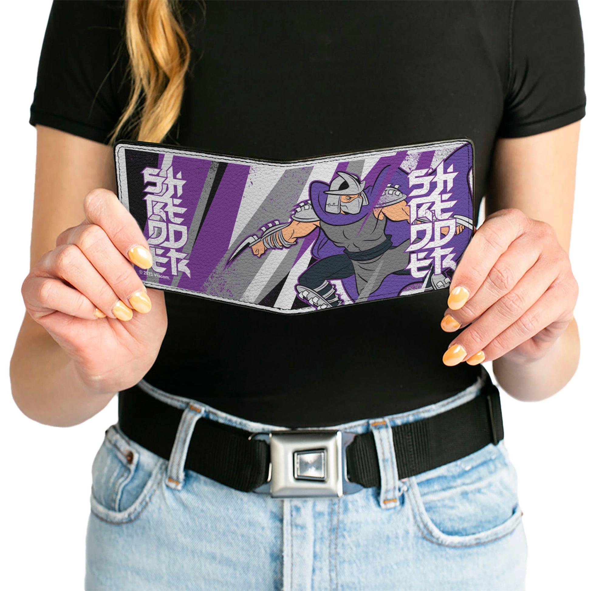 Bi-Fold Wallet - Teenage Mutant Ninja Turtles SHREDDER Action Pose and Text Black/Purples Bi-Fold Wallets Teenage Mutant Ninja Turtles