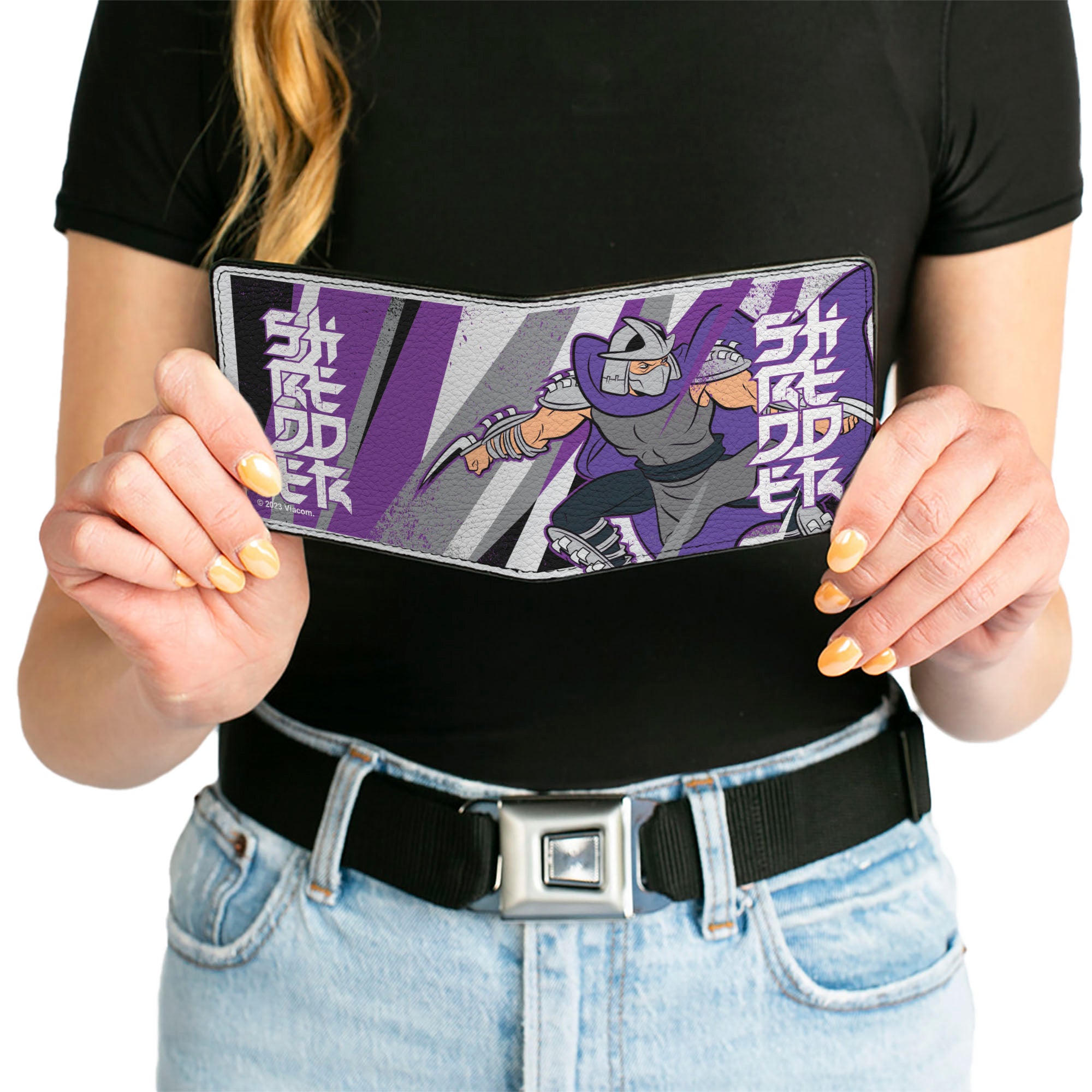Bi-Fold Wallet - Teenage Mutant Ninja Turtles SHREDDER Action Pose and Text Black/Purples Bi-Fold Wallets Teenage Mutant Ninja Turtles