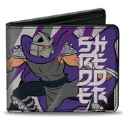 Bi-Fold Wallet - Teenage Mutant Ninja Turtles SHREDDER Action Pose and Text Black/Purples Bi-Fold Wallets Teenage Mutant Ninja Turtles