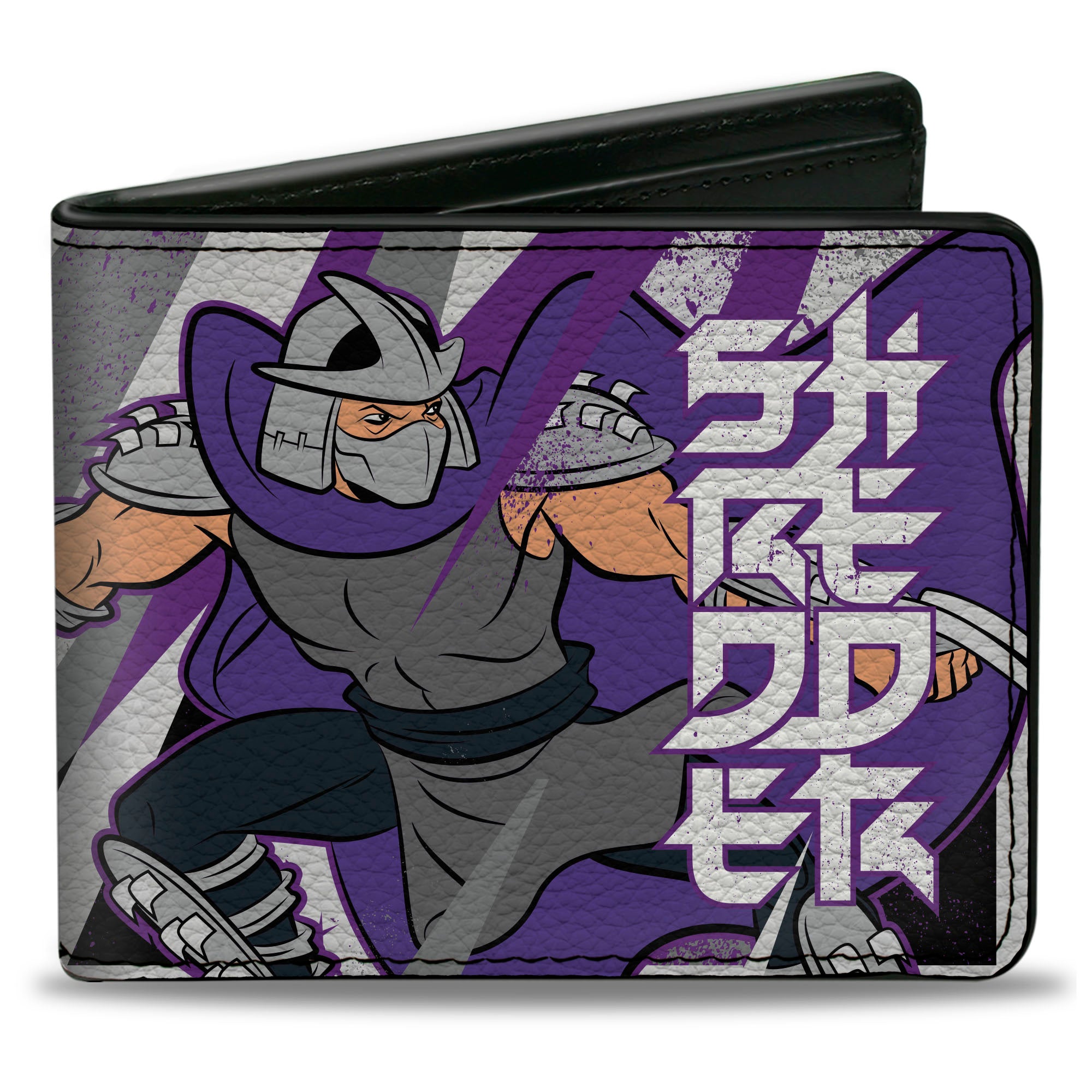 Bi-Fold Wallet - Teenage Mutant Ninja Turtles SHREDDER Action Pose and Text Black/Purples Bi-Fold Wallets Teenage Mutant Ninja Turtles