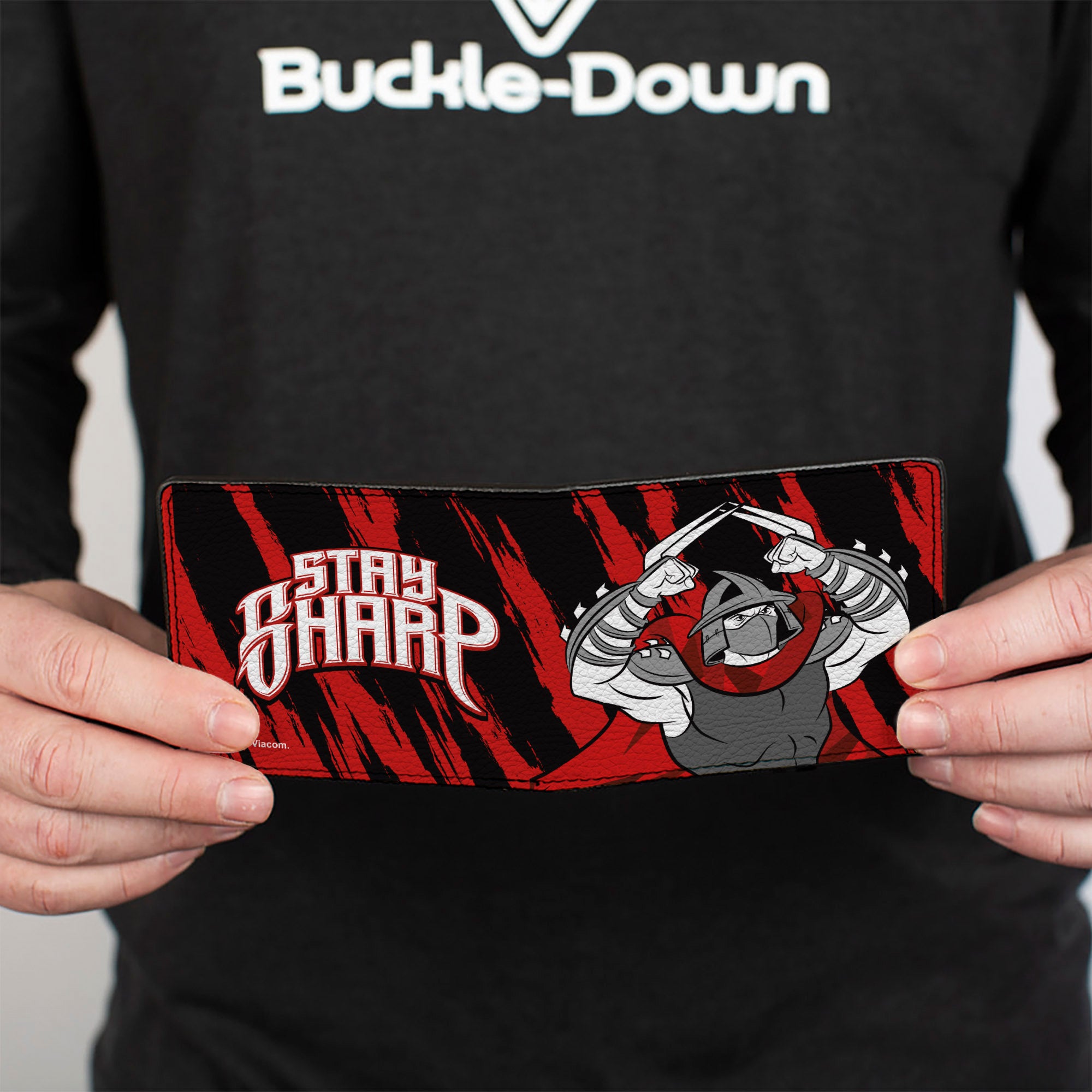 Bi-Fold Wallet - Teenage Mutant Ninja Turtles Shredder STAY SHARP Pose Black/Red Bi-Fold Wallets Teenage Mutant Ninja Turtles
