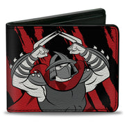 Bi-Fold Wallet - Teenage Mutant Ninja Turtles Shredder STAY SHARP Pose Black/Red Bi-Fold Wallets Teenage Mutant Ninja Turtles