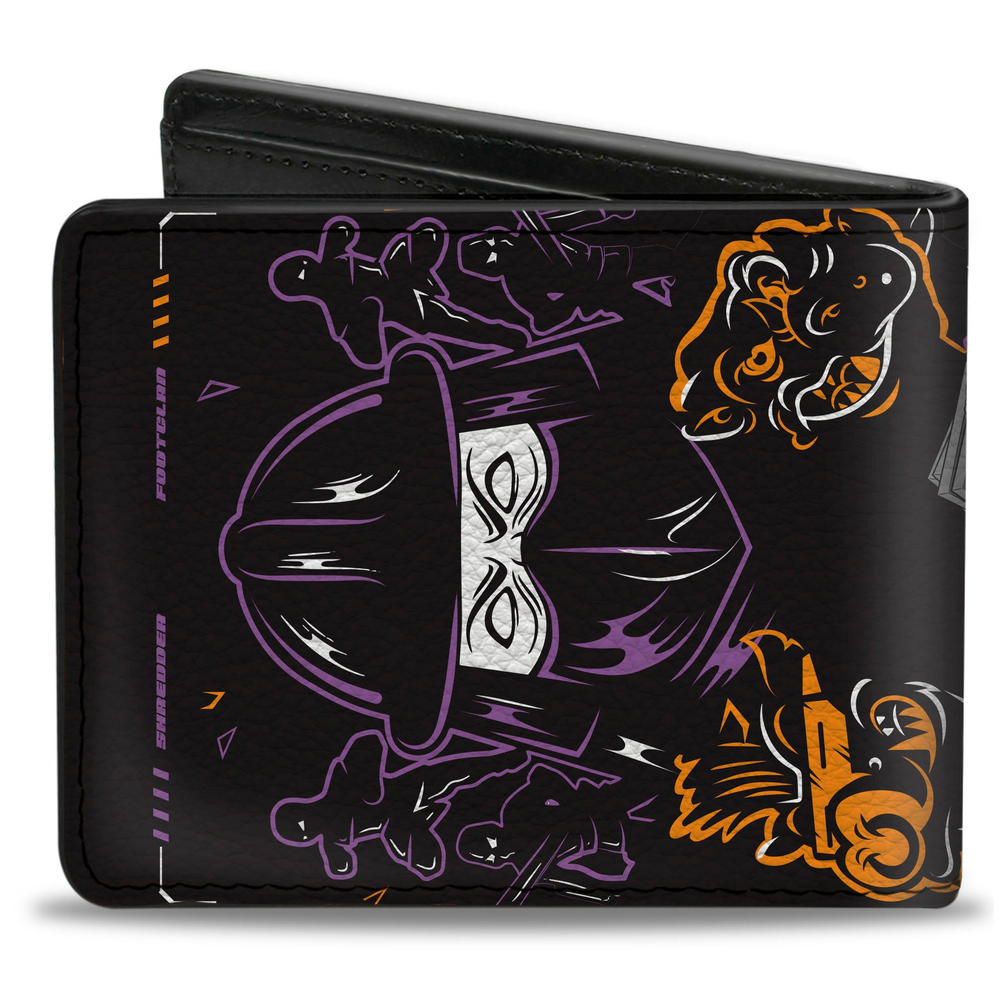 Bi-Fold Wallet - Teenage Mutant Ninja Turtles NINJA TOUGH Group Pose and Enemies Black/Multi Color Bi-Fold Wallets Teenage Mutant Ninja Turtles