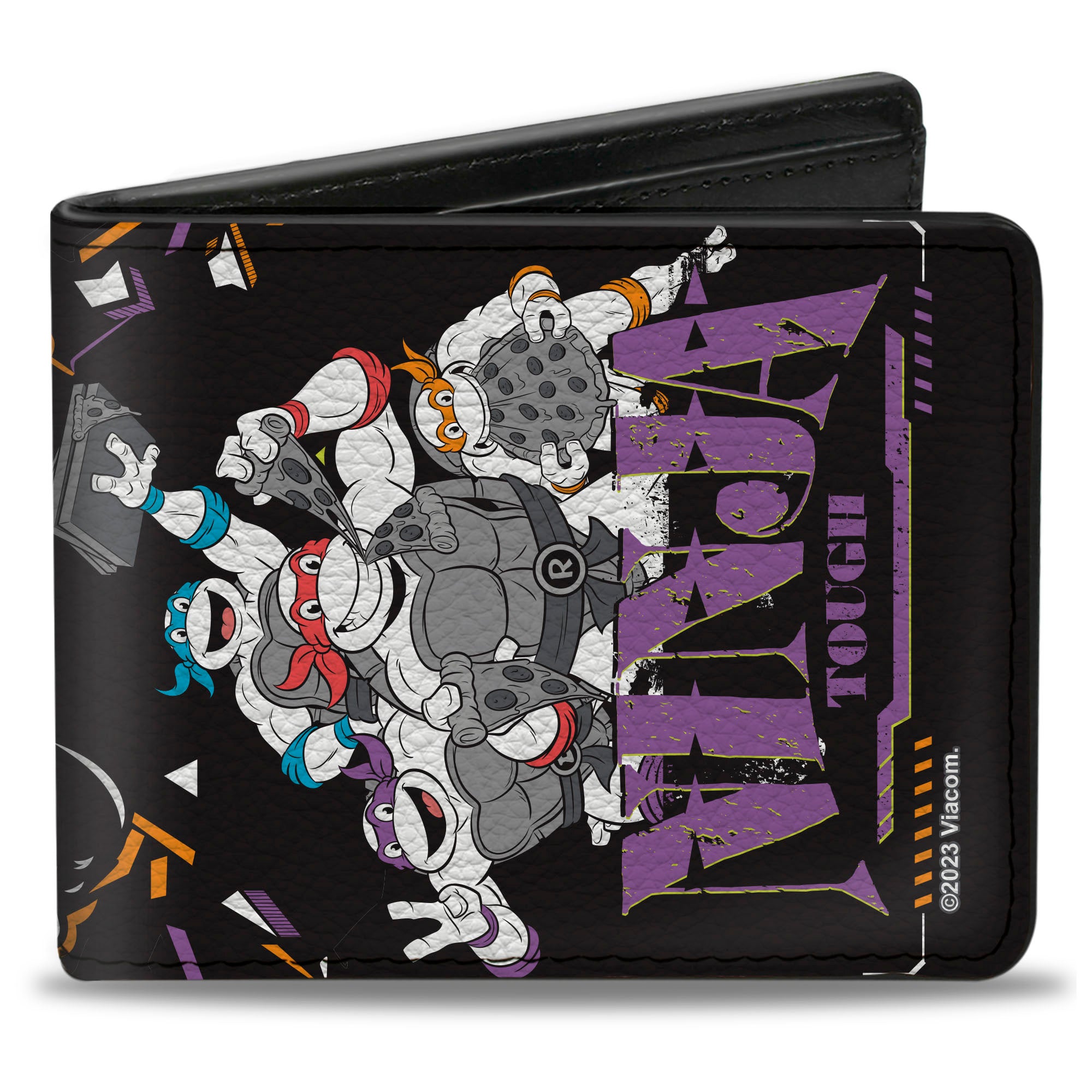 Bi-Fold Wallet - Teenage Mutant Ninja Turtles NINJA TOUGH Group Pose and Enemies Black/Multi Color Bi-Fold Wallets Teenage Mutant Ninja Turtles