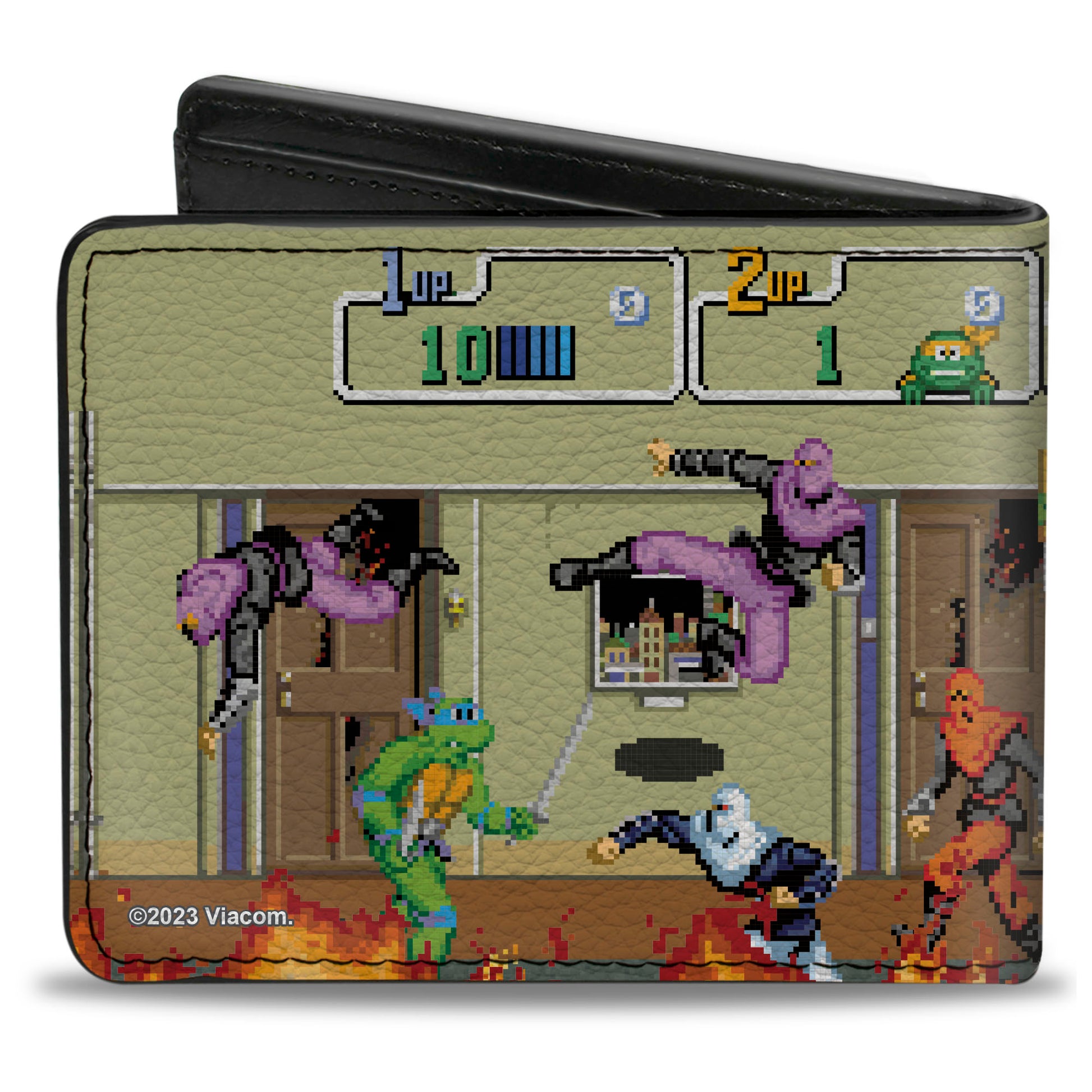 Bi-Fold Wallet - Teenage Mutant Ninja Turtles 8-Bit Video Battle Scene Bi-Fold Wallets Teenage Mutant Ninja Turtles