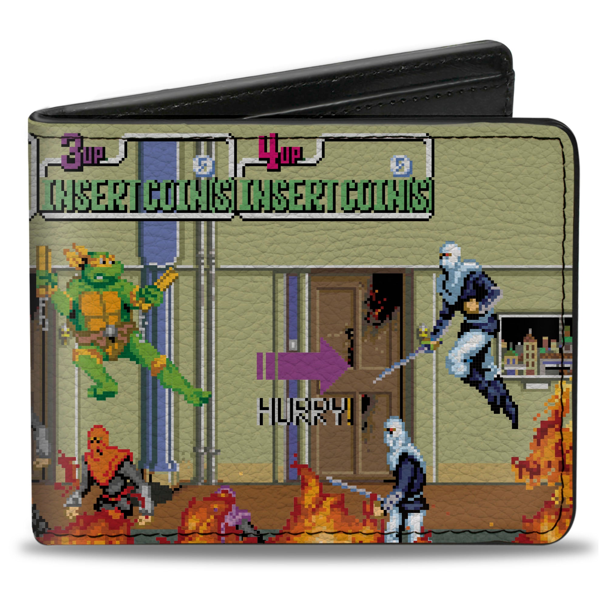 Bi-Fold Wallet - Teenage Mutant Ninja Turtles 8-Bit Video Battle Scene Bi-Fold Wallets Nickelodeon