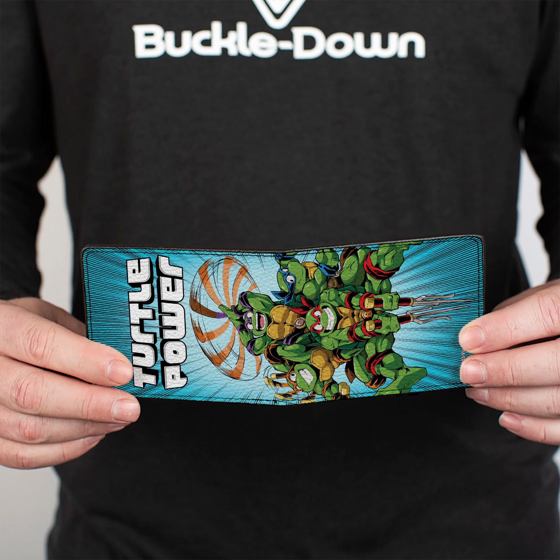 Bi-Fold Wallet - Teenage Mutant Ninja Turtles TURTLE POWER Group Pose Rays Blues Bi-Fold Wallets Teenage Mutant Ninja Turtles