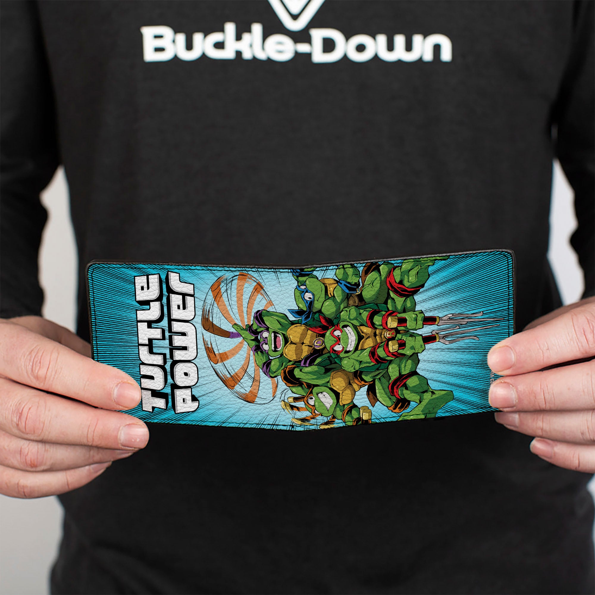 Bi-Fold Wallet - Teenage Mutant Ninja Turtles TURTLE POWER Group Pose Rays Blues Bi-Fold Wallets Teenage Mutant Ninja Turtles