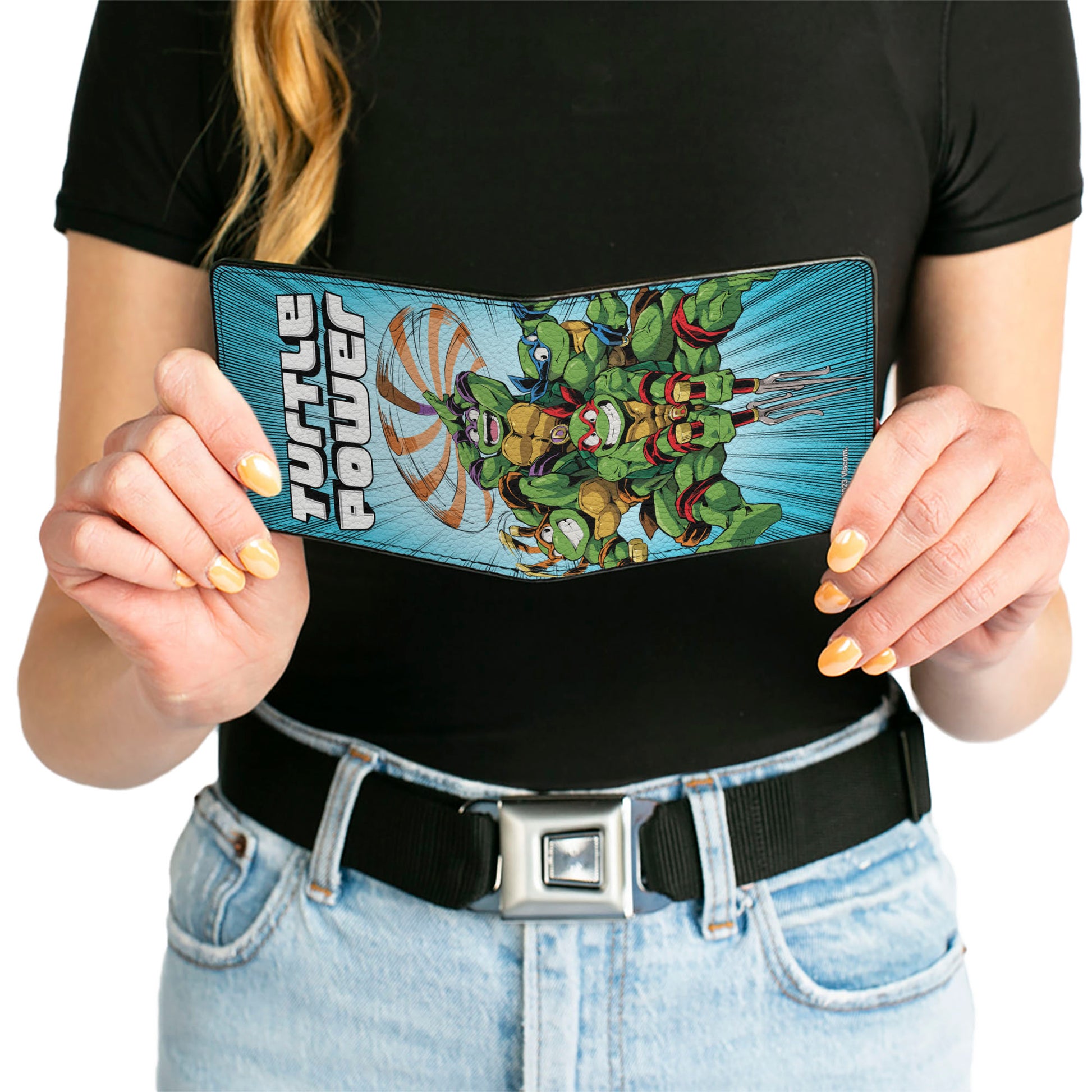 Bi-Fold Wallet - Teenage Mutant Ninja Turtles TURTLE POWER Group Pose Rays Blues Bi-Fold Wallets Teenage Mutant Ninja Turtles