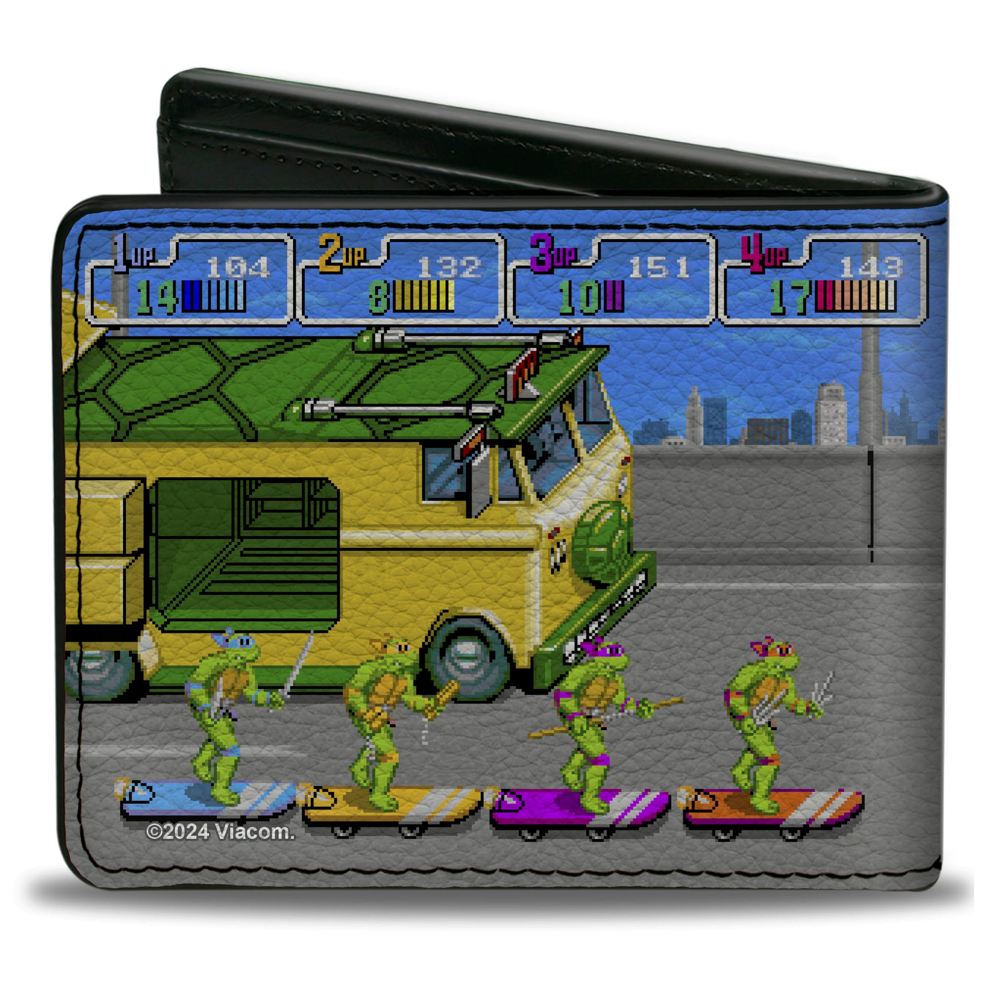 Bi-Fold Wallet - Teenage Mutant Ninja Turtles Skating Party Van Arcade Scene Bi-Fold Wallets Teenage Mutant Ninja Turtles