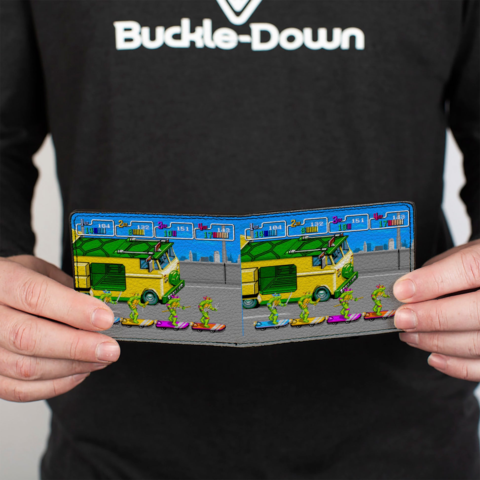 Bi-Fold Wallet - Teenage Mutant Ninja Turtles Skating Party Van Arcade Scene Bi-Fold Wallets Teenage Mutant Ninja Turtles