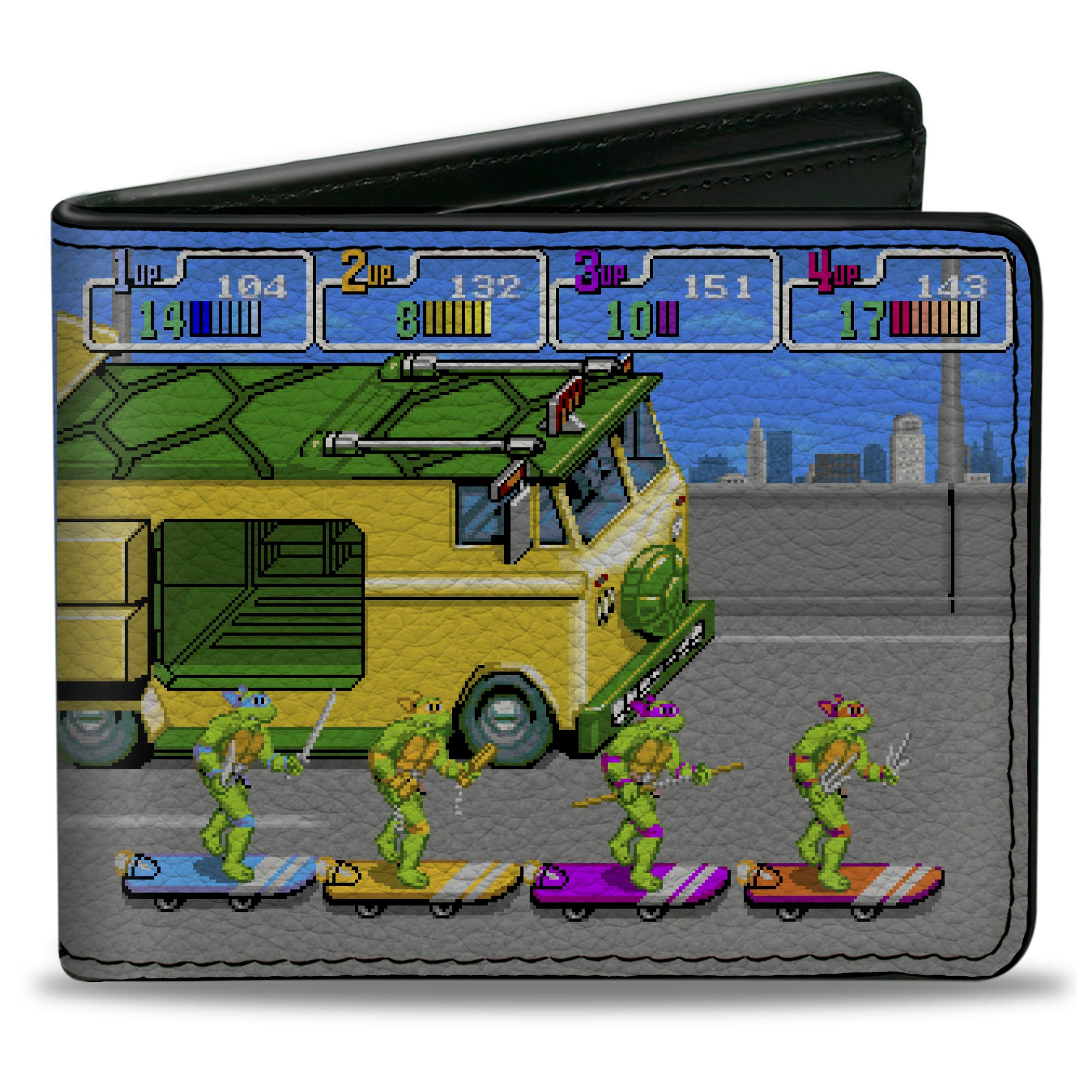 Bi-Fold Wallet - Teenage Mutant Ninja Turtles Skating Party Van Arcade Scene Bi-Fold Wallets Teenage Mutant Ninja Turtles