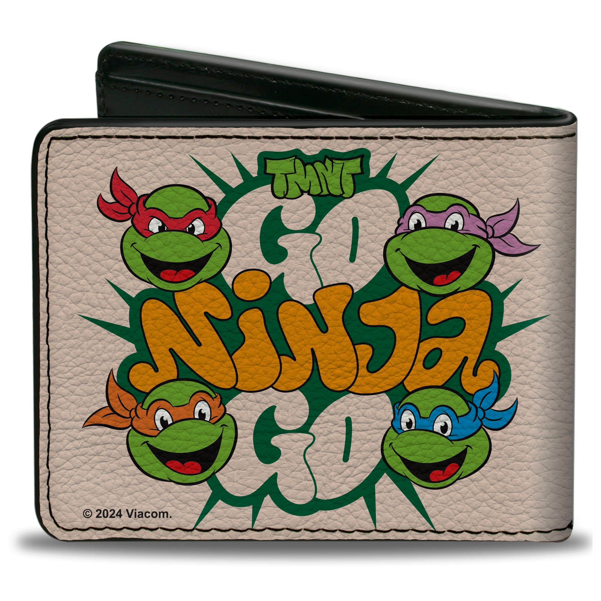 Bi-Fold Wallet - Teenage Mutant Ninja Turtles GO NINJA GO Faces White Bi-Fold Wallets Teenage Mutant Ninja Turtles