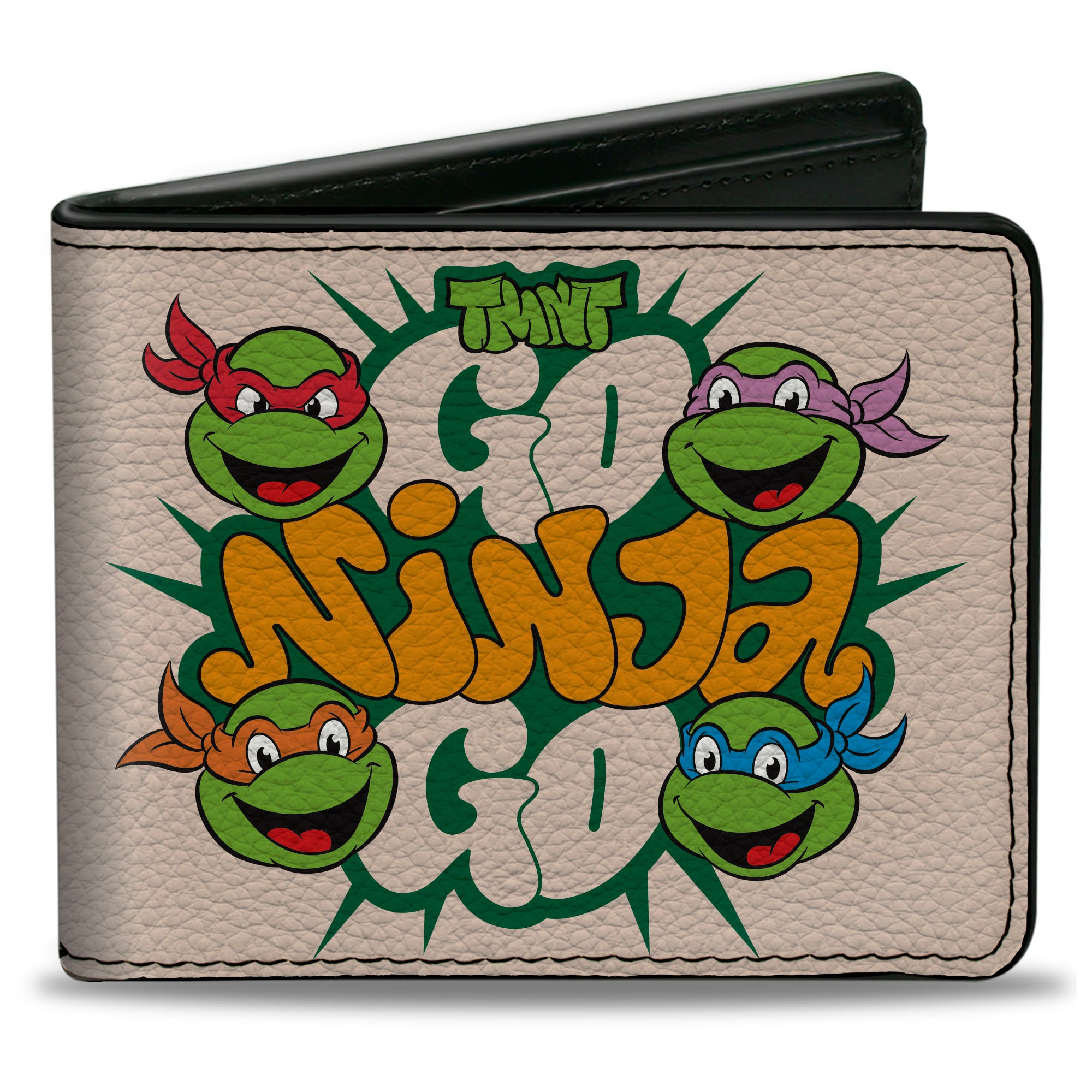 Bi-Fold Wallet - Teenage Mutant Ninja Turtles GO NINJA GO Faces White Bi-Fold Wallets Teenage Mutant Ninja Turtles