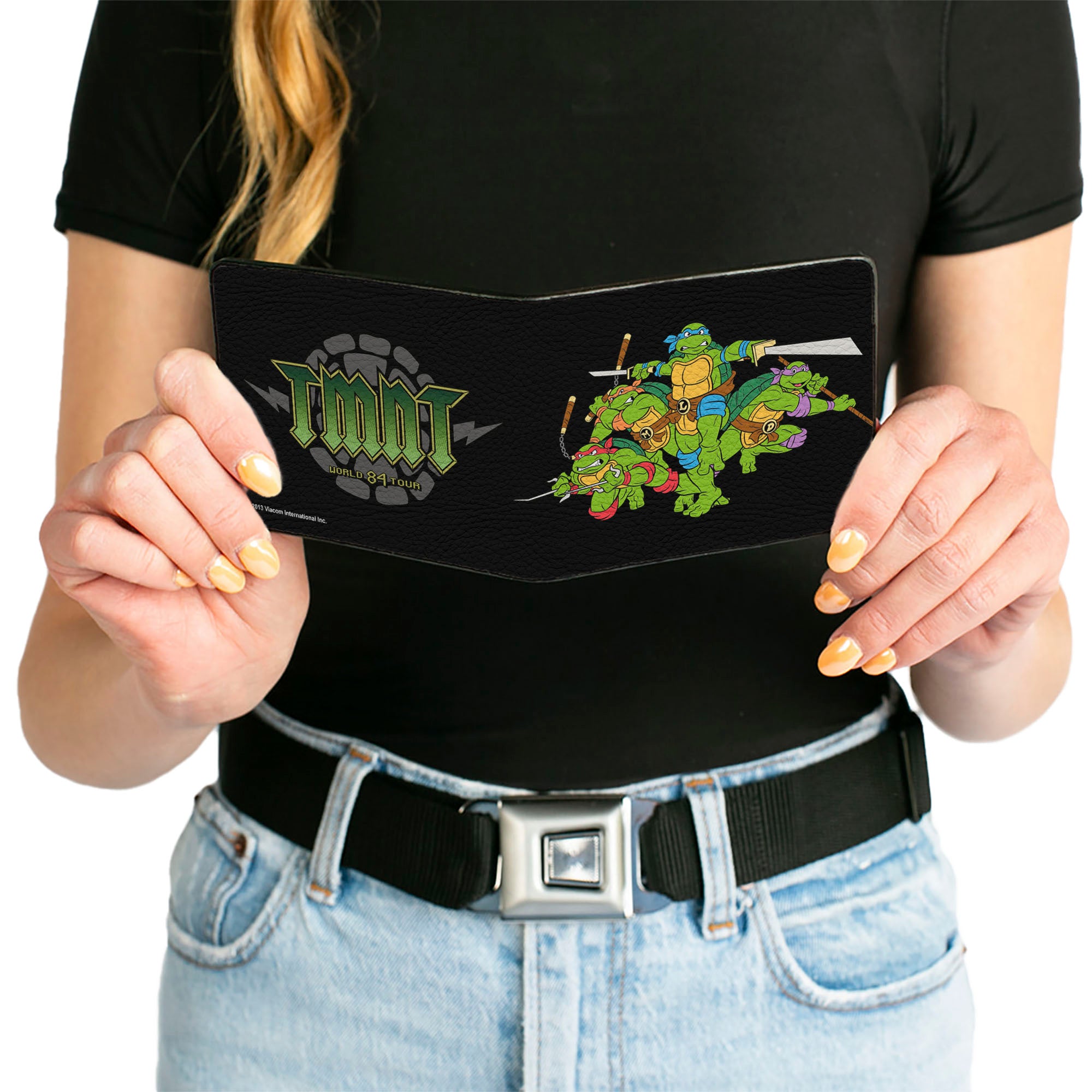 Bi-Fold Wallet - Classic TMNT Group Pose + TMNT WORLD TOUR 84 Black Green Bi-Fold Wallets Teenage Mutant Ninja Turtles