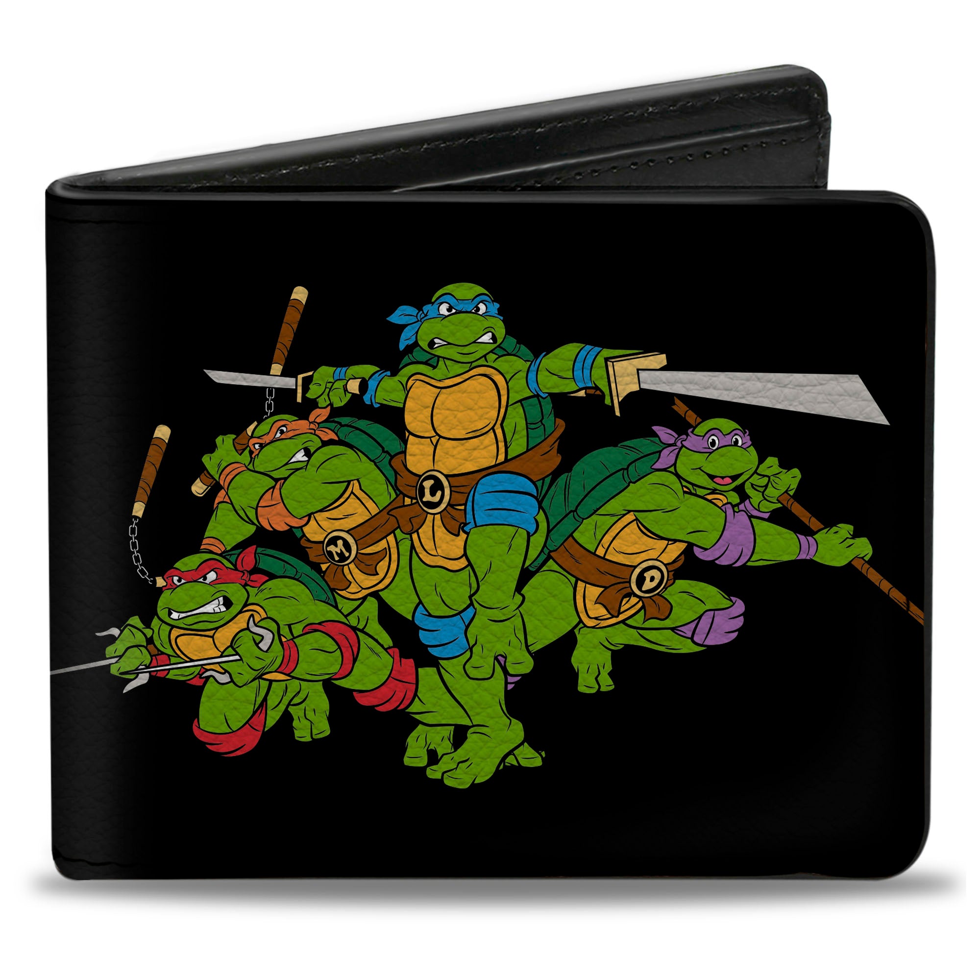 Bi-Fold Wallet - Classic TMNT Group Pose + TMNT WORLD TOUR 84 Black Green Bi-Fold Wallets Teenage Mutant Ninja Turtles