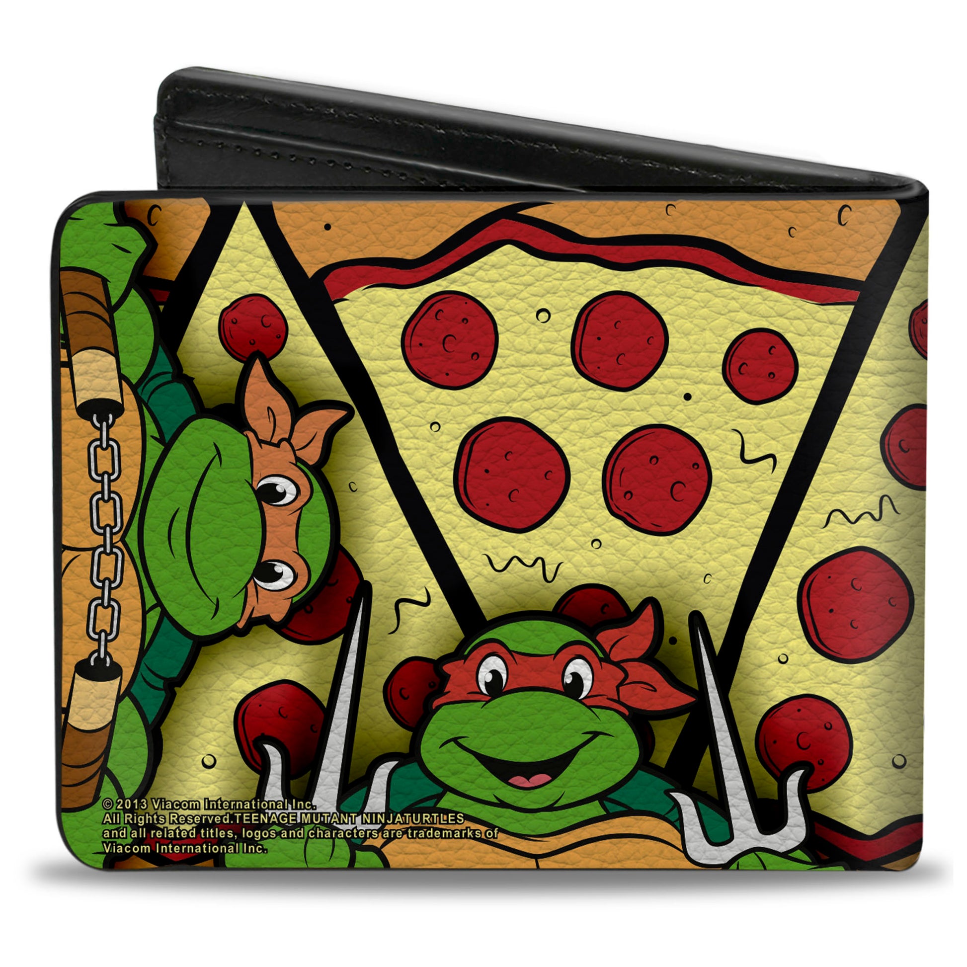 Bi-Fold Wallet - TMNT Classic Turtle Battle Poses Pizza Bi-Fold Wallets Teenage Mutant Ninja Turtles