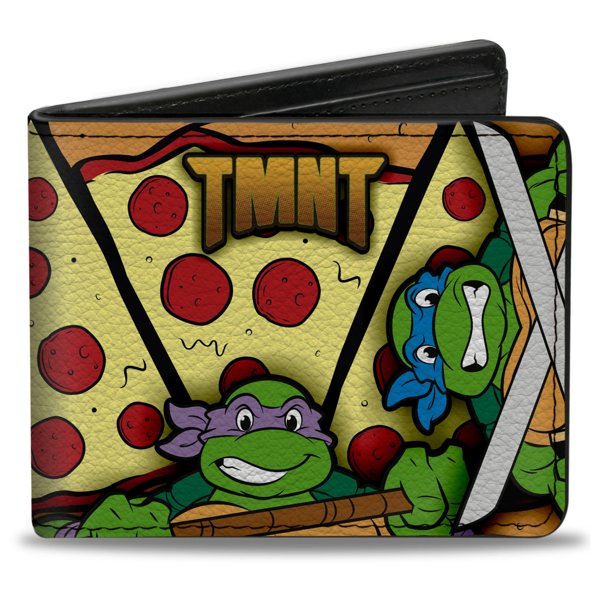 Bi-Fold Wallet - TMNT Classic Turtle Battle Poses Pizza Bi-Fold Wallets Teenage Mutant Ninja Turtles