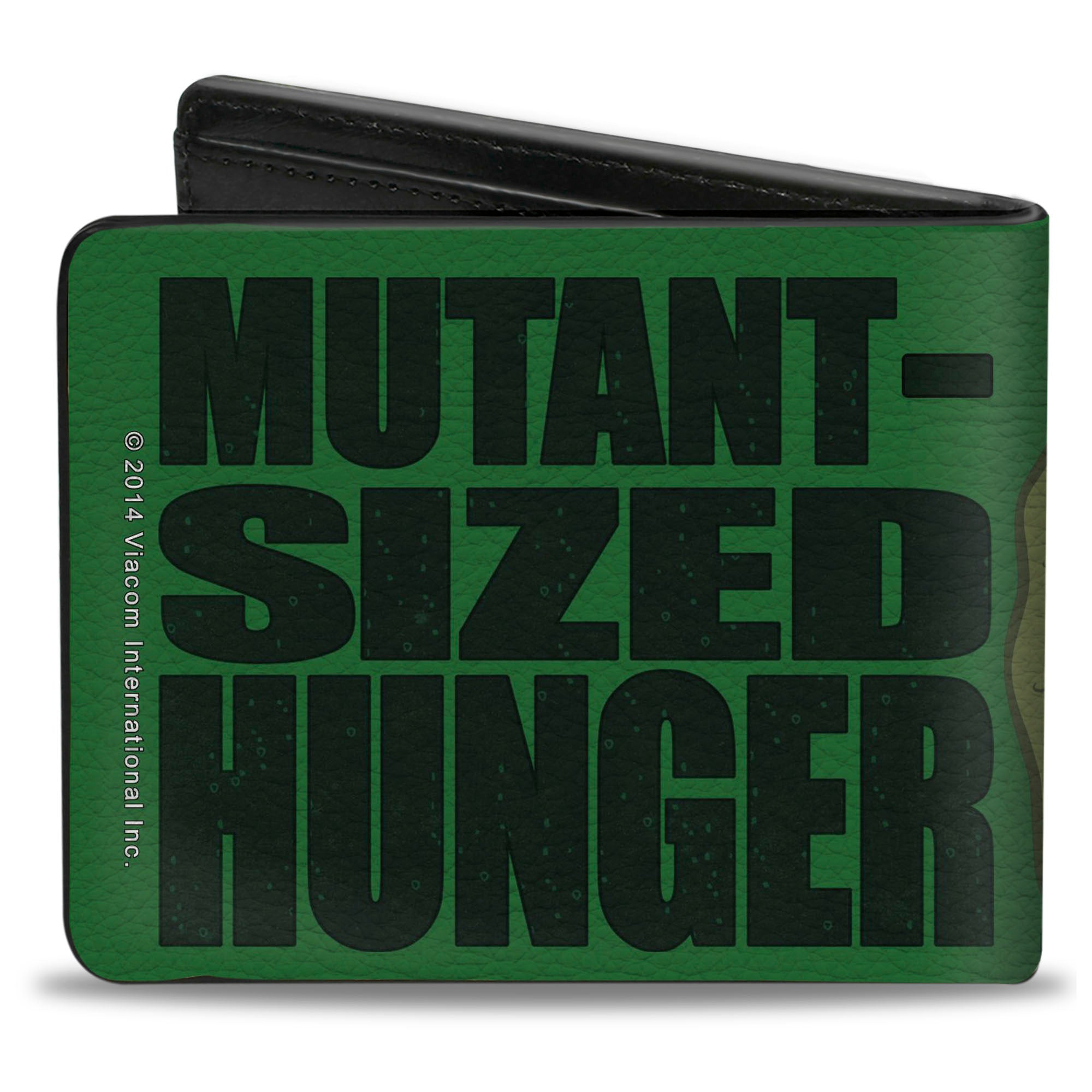 Bi-Fold Wallet - Classic TMNT Ninja Turtles Pizza Party + MUTANT SIZED HUNGER Green Black Bi-Fold Wallets Teenage Mutant Ninja Turtles