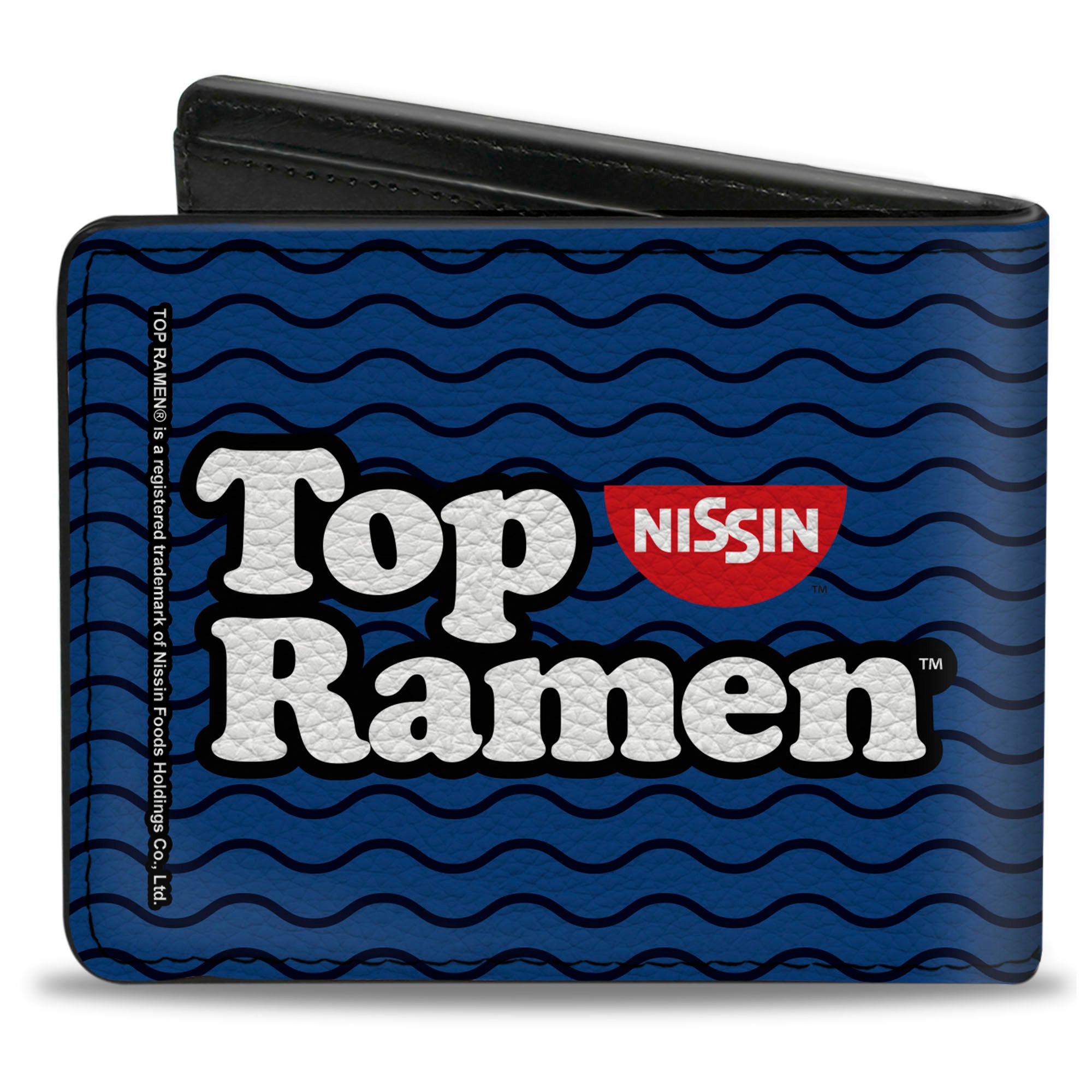 Bi-Fold Wallet - TOP RAMEN Noodle Wave Blue Black White Bi-Fold Wallets Nissin