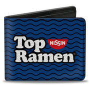 Bi-Fold Wallet - TOP RAMEN Noodle Wave Blue Black White Bi-Fold Wallets Nissin