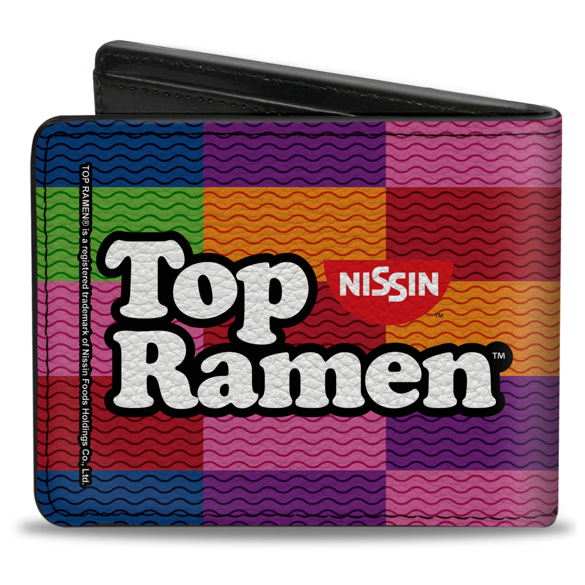 Bi-Fold Wallet - TOP RAMEN Noodle Wave Blocks Multi Color Black White Bi-Fold Wallets Nissin