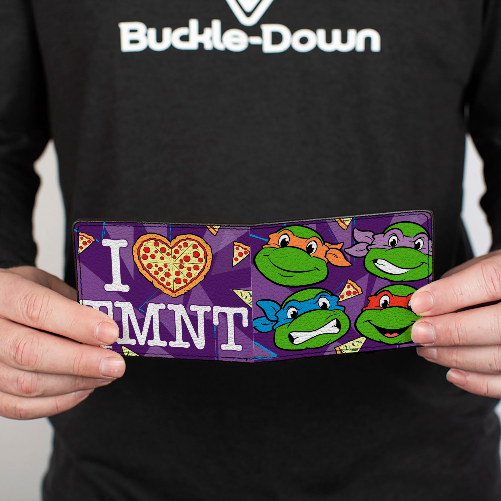 Bi-Fold Wallet - Classic TMNT Faces + I "PIZZA-HEART" TMNT Purple Pizza Bi-Fold Wallets Teenage Mutant Ninja Turtles