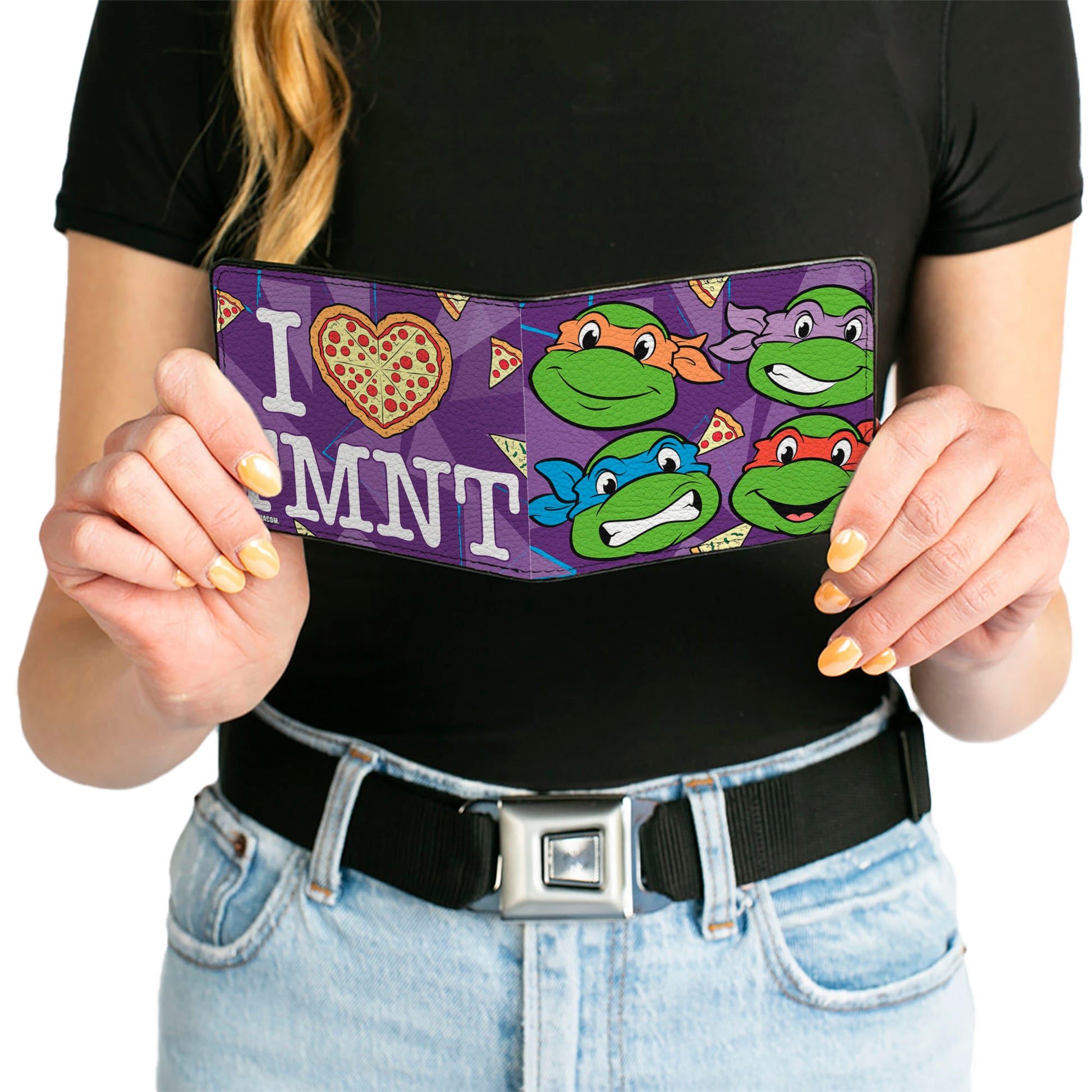 Bi-Fold Wallet - Classic TMNT Faces + I "PIZZA-HEART" TMNT Purple Pizza Bi-Fold Wallets Teenage Mutant Ninja Turtles