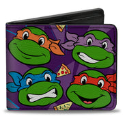 Bi-Fold Wallet - Classic TMNT Faces + I "PIZZA-HEART" TMNT Purple Pizza Bi-Fold Wallets Teenage Mutant Ninja Turtles