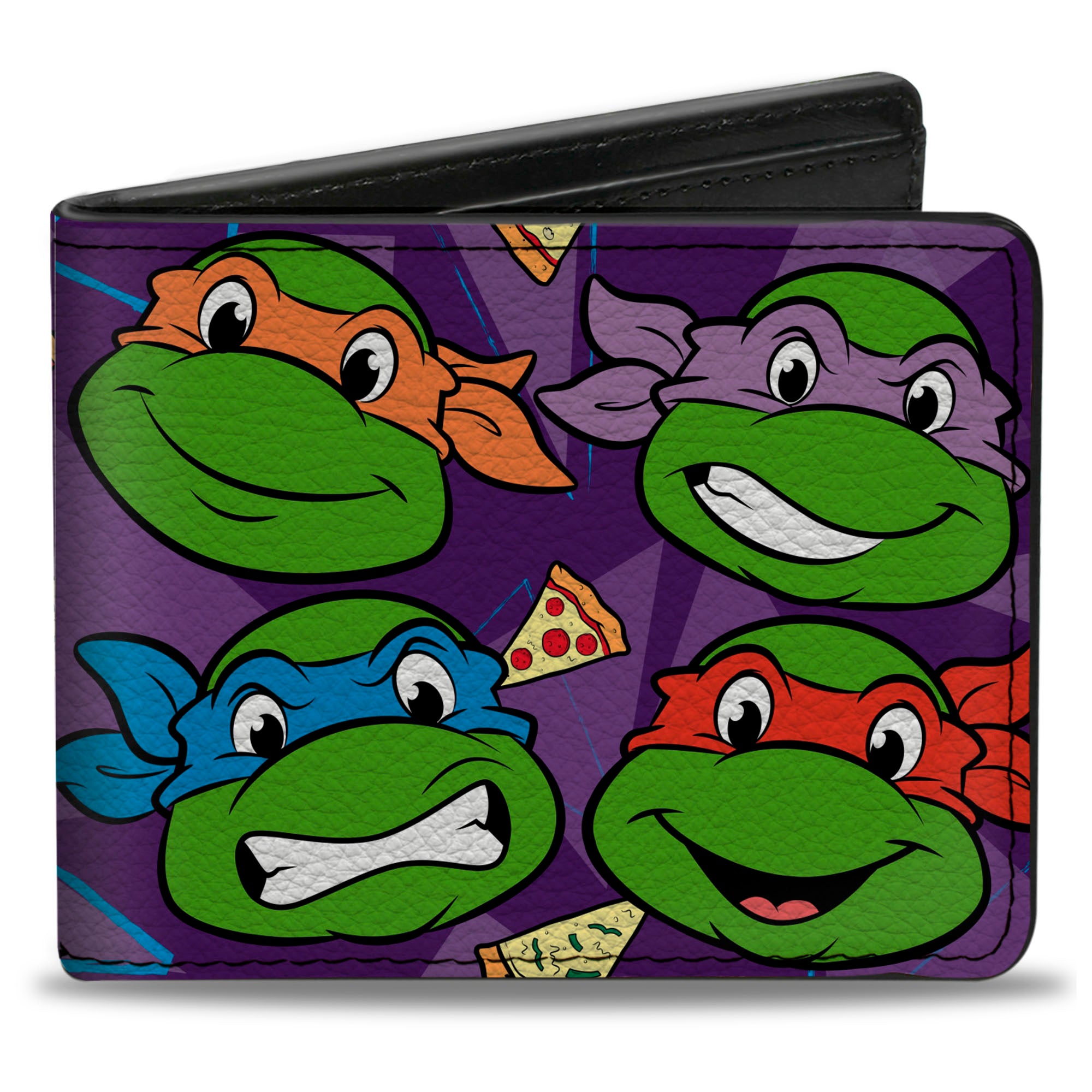 Bi-Fold Wallet - Classic TMNT Faces + I "PIZZA-HEART" TMNT Purple Pizza Bi-Fold Wallets Teenage Mutant Ninja Turtles