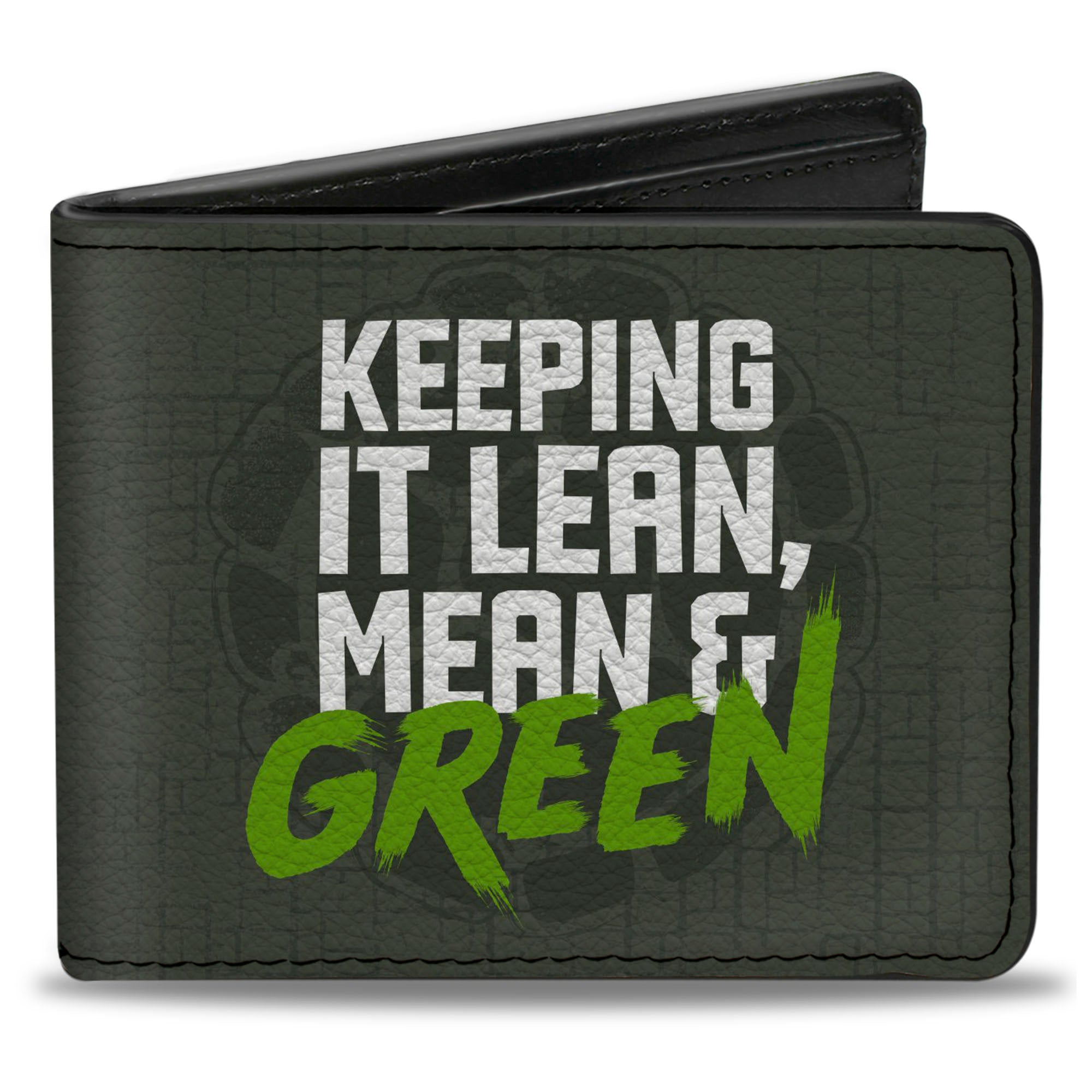 Bi-Fold Wallet - KEEP IT LEAN, MEAN & GREEN + Classic Teenage Mutant Ninja Turtles Group Pose Gray Bi-Fold Wallets Teenage Mutant Ninja Turtles